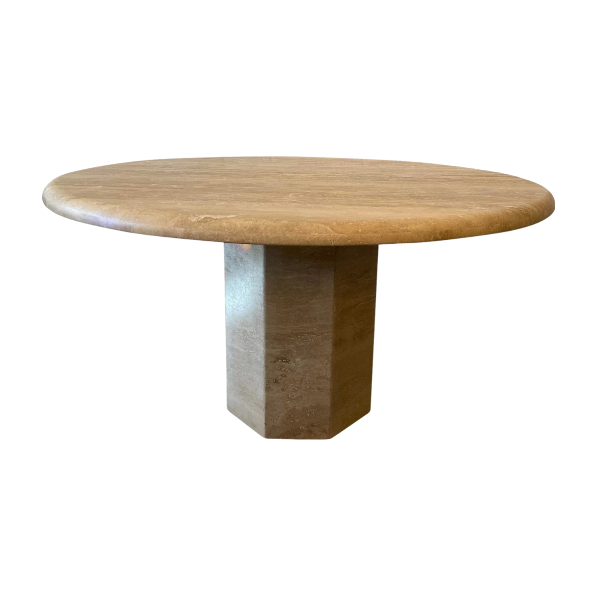 1980s Vintage Honed Walnut Travertine Dining/Entry Table