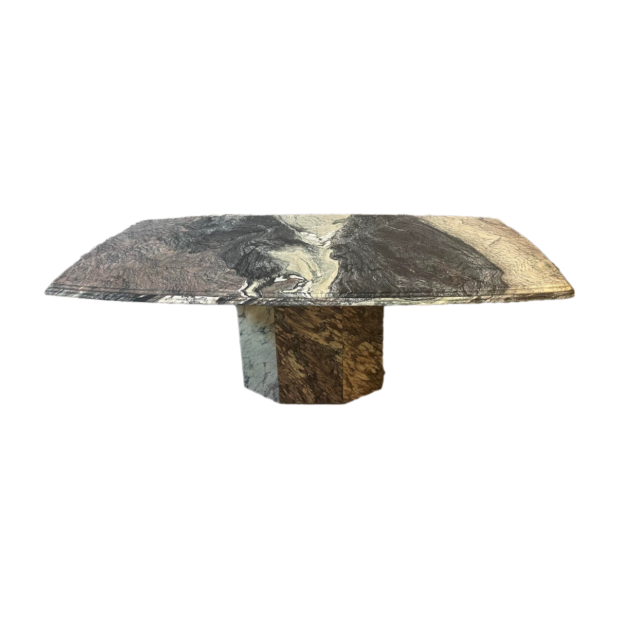 1970s Postmodern Cipollino Ondulato Marble Dining Table With Channeled Edge