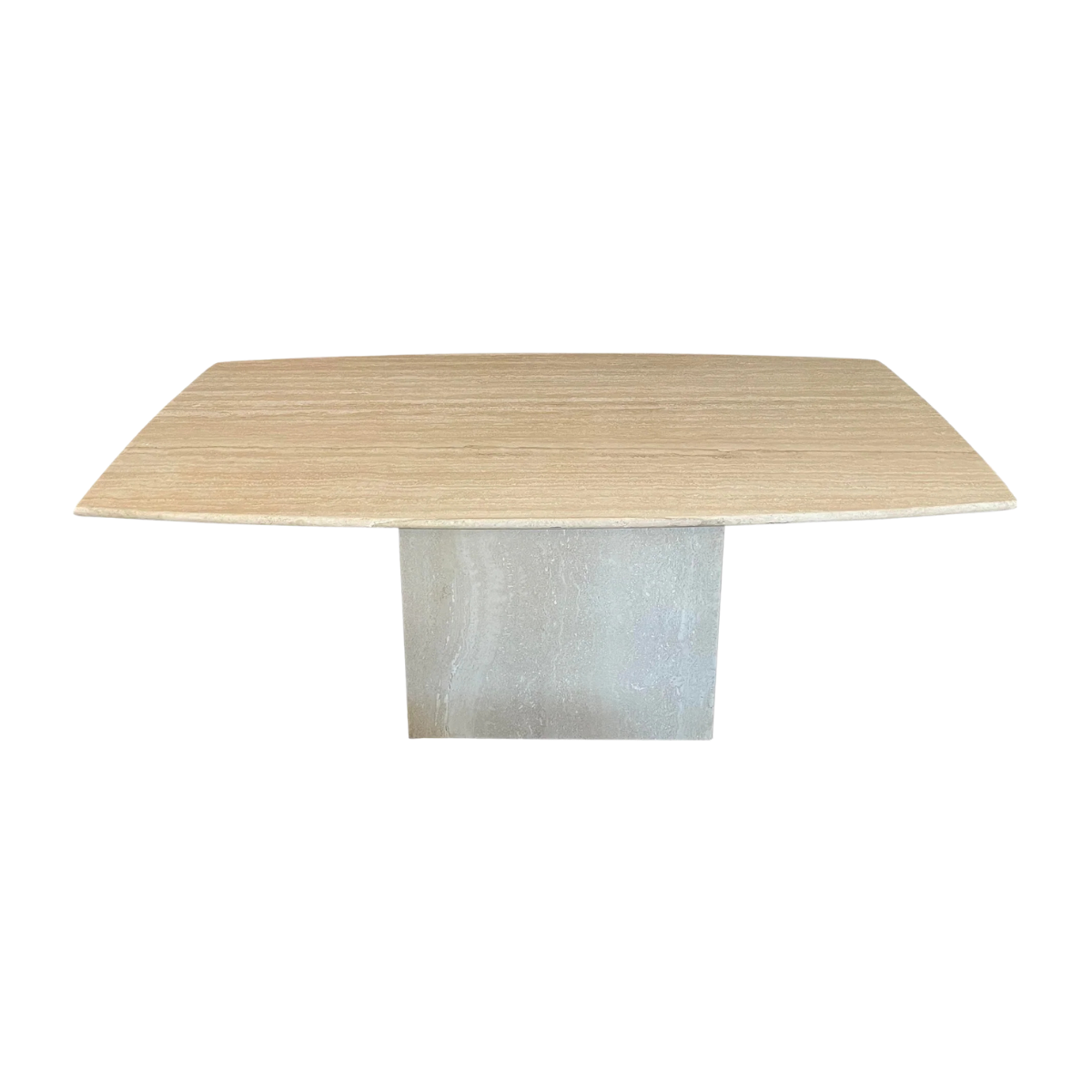 1980s Postmodern Honed Travertine Dining Table
