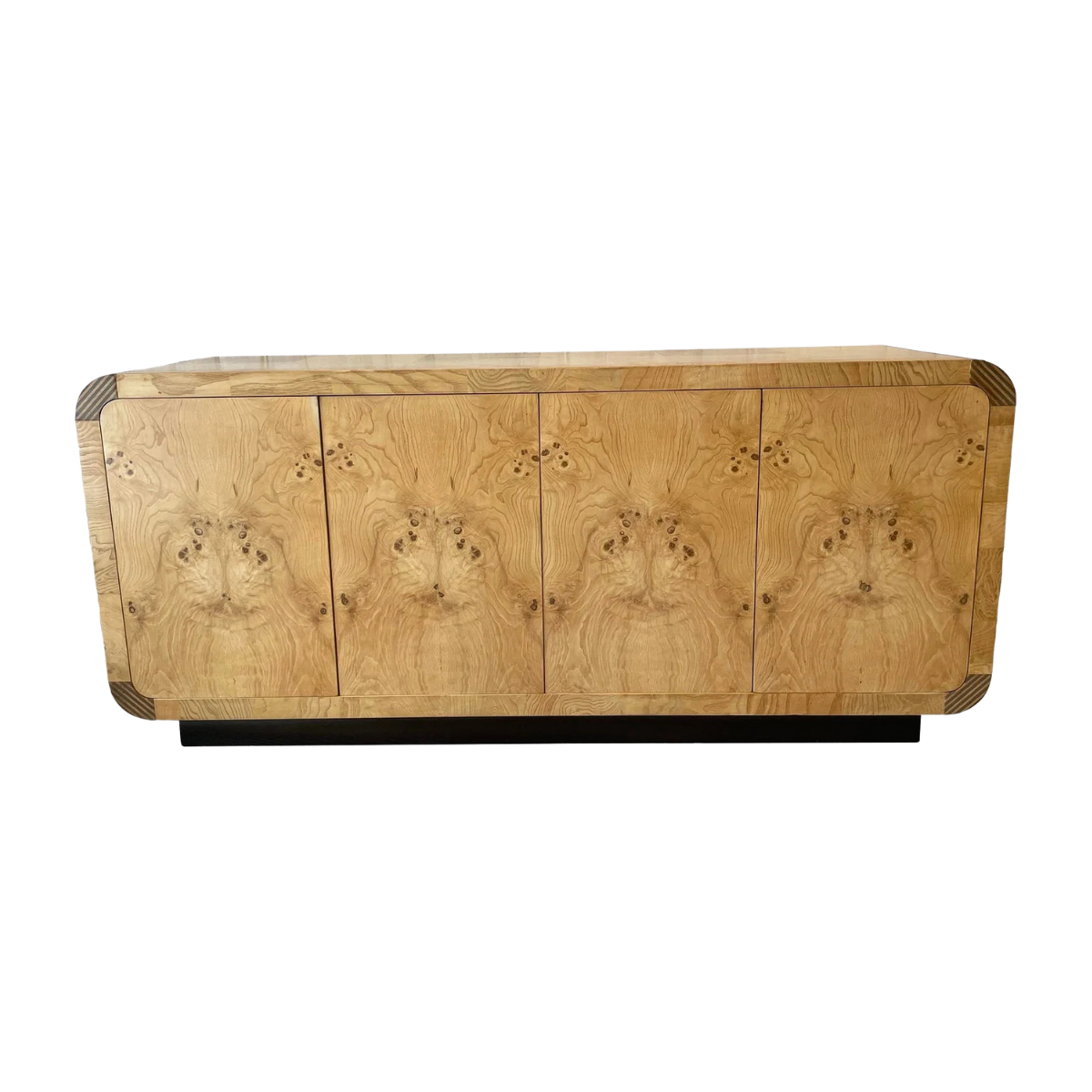 1970s Henredon Scene 2 Vintage Olive Burlwood Credenza