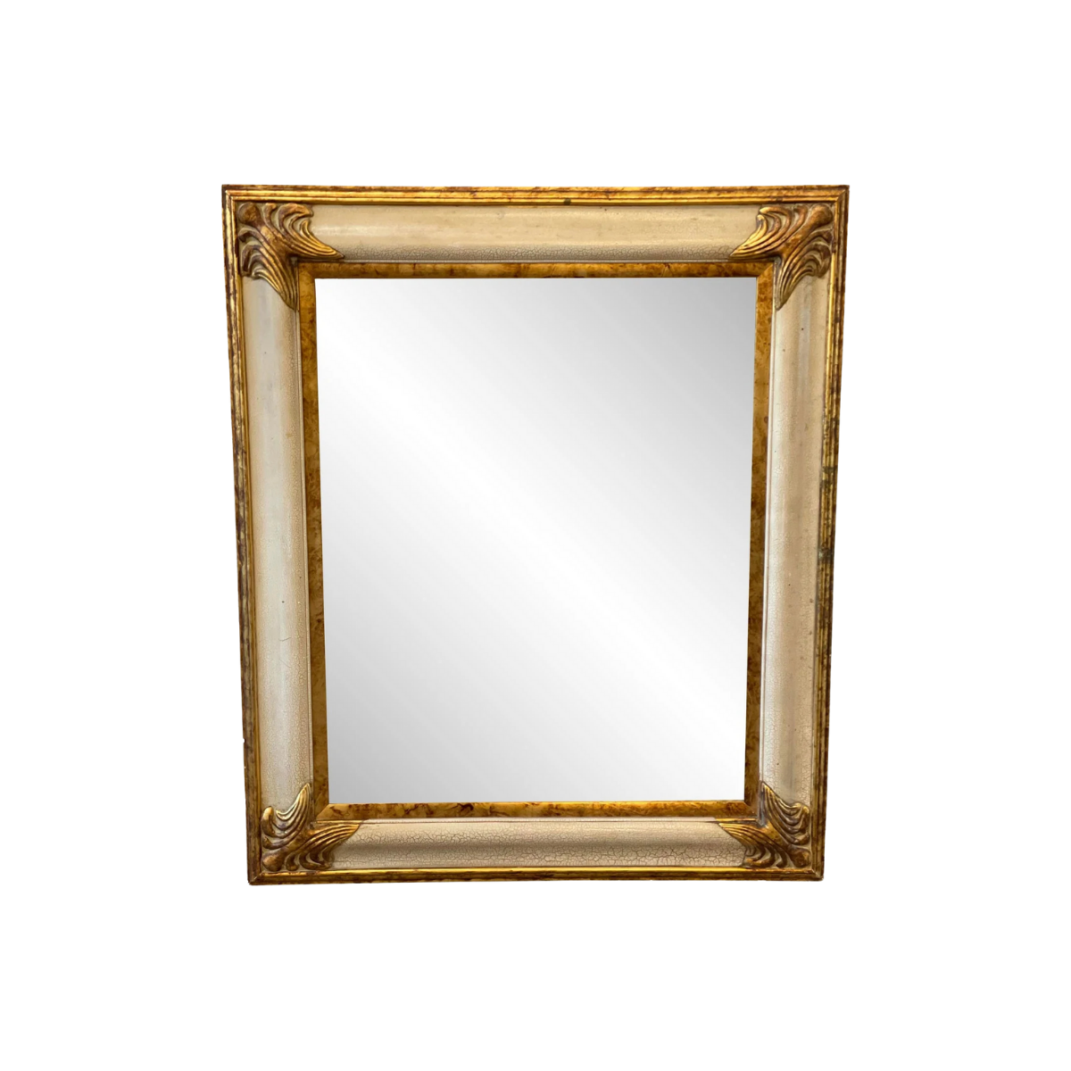 Vintage 1980s Gold Gilt and Milk Paint Mirror