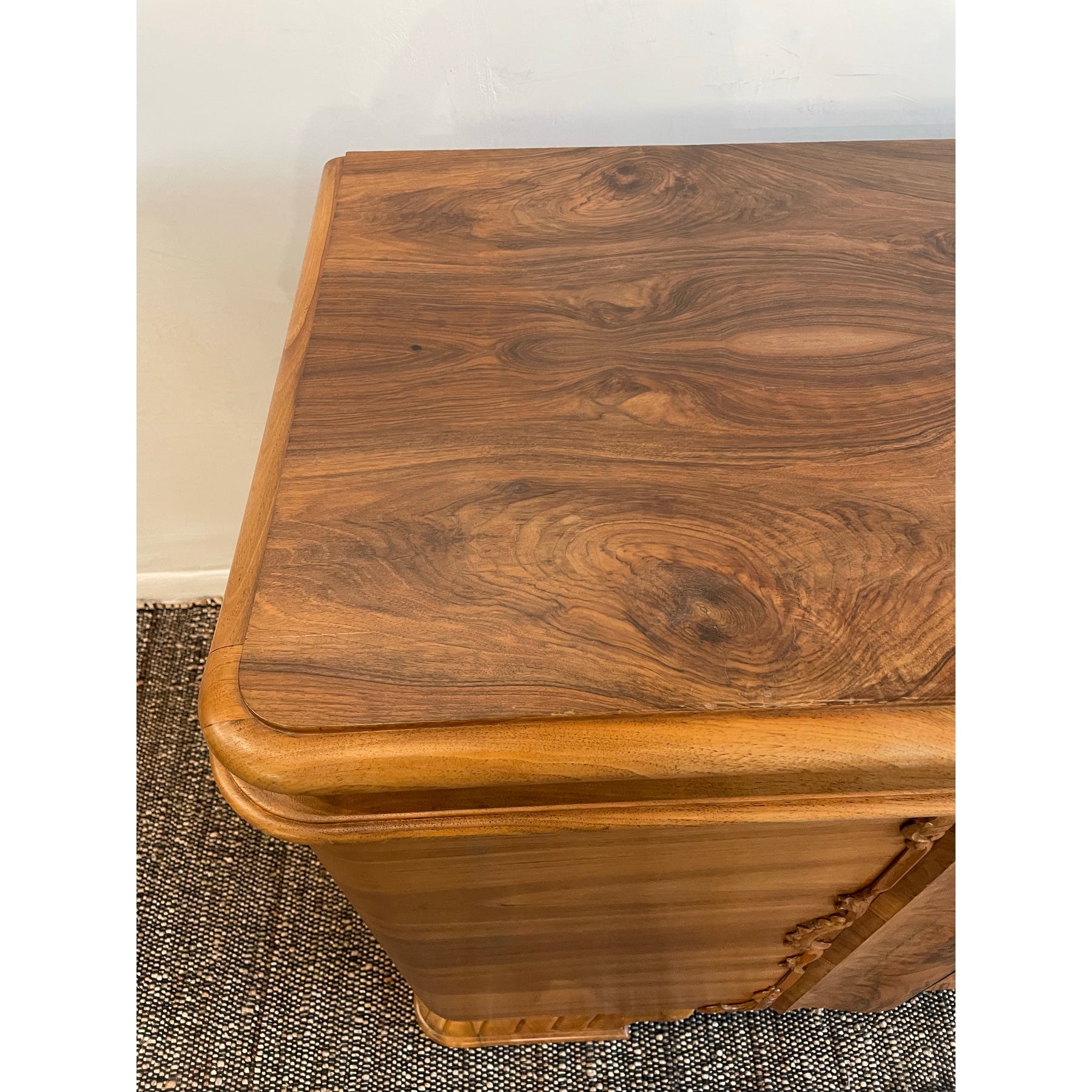 1910/1920s Antique Vintage Burled Wood Art Deco German Sideboard Credenza Large