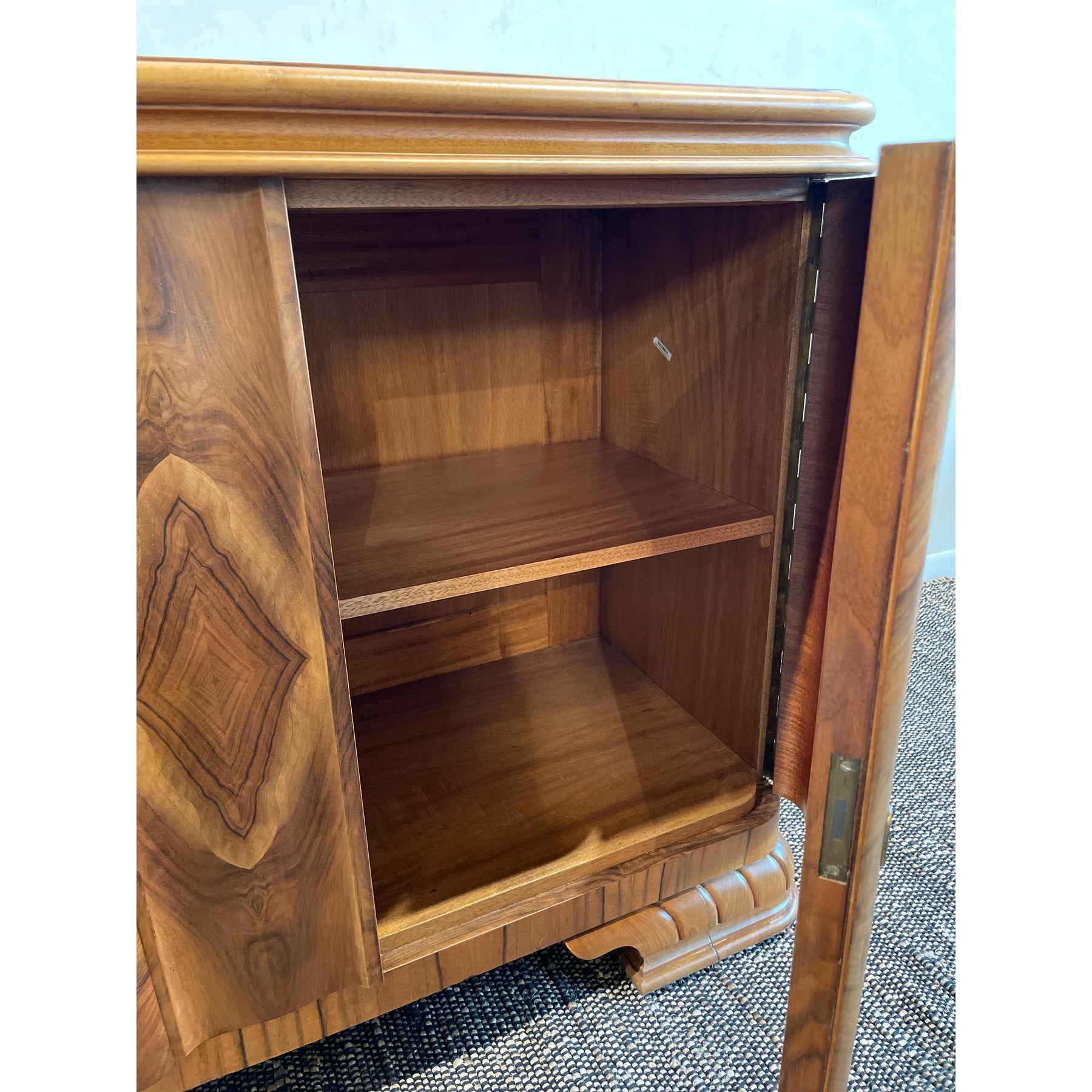 1910/1920s Antique Vintage Burled Wood Art Deco German Sideboard Credenza Small