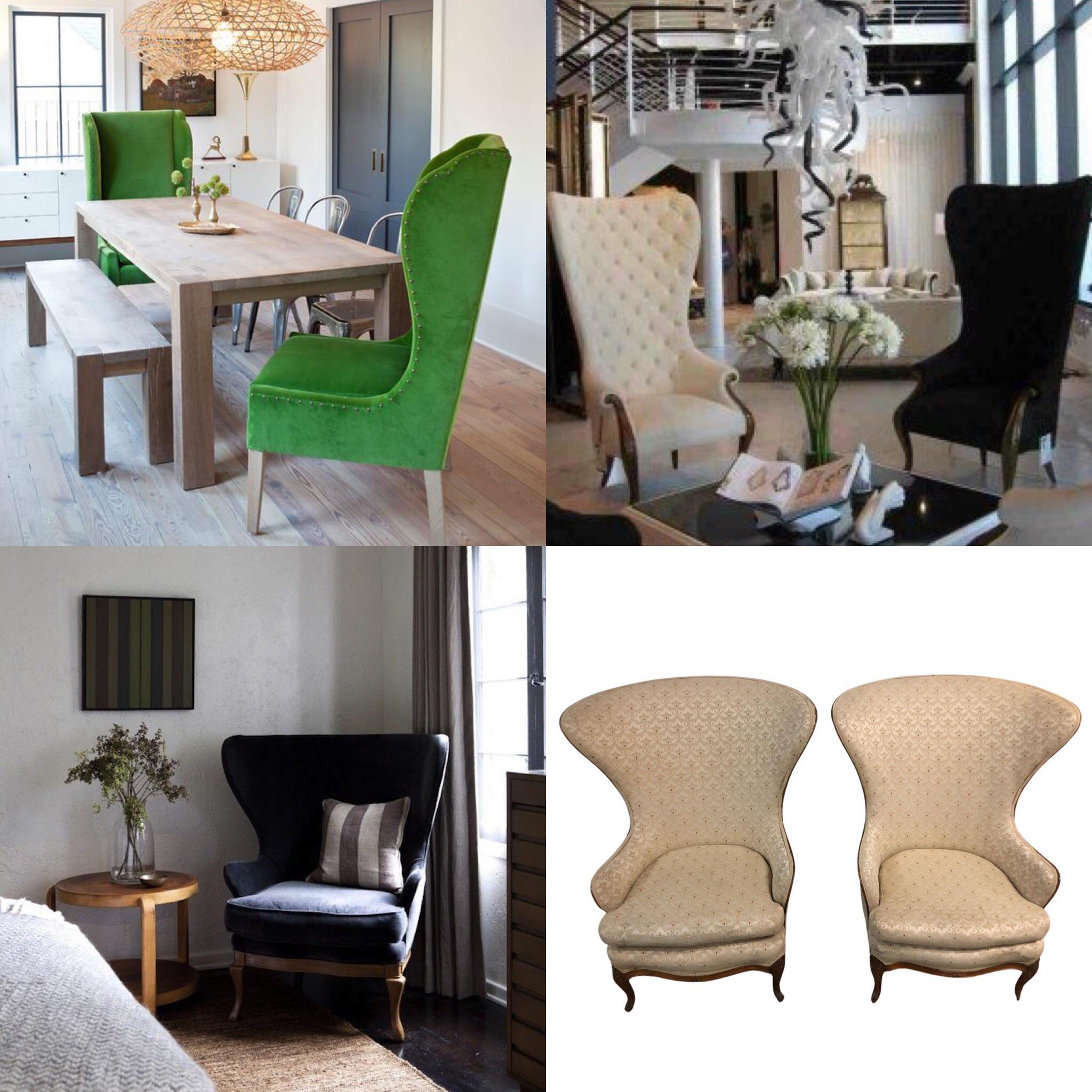 1920s Butterfly Huge Wingback Chairs - a Pair Customize Your Chairs!