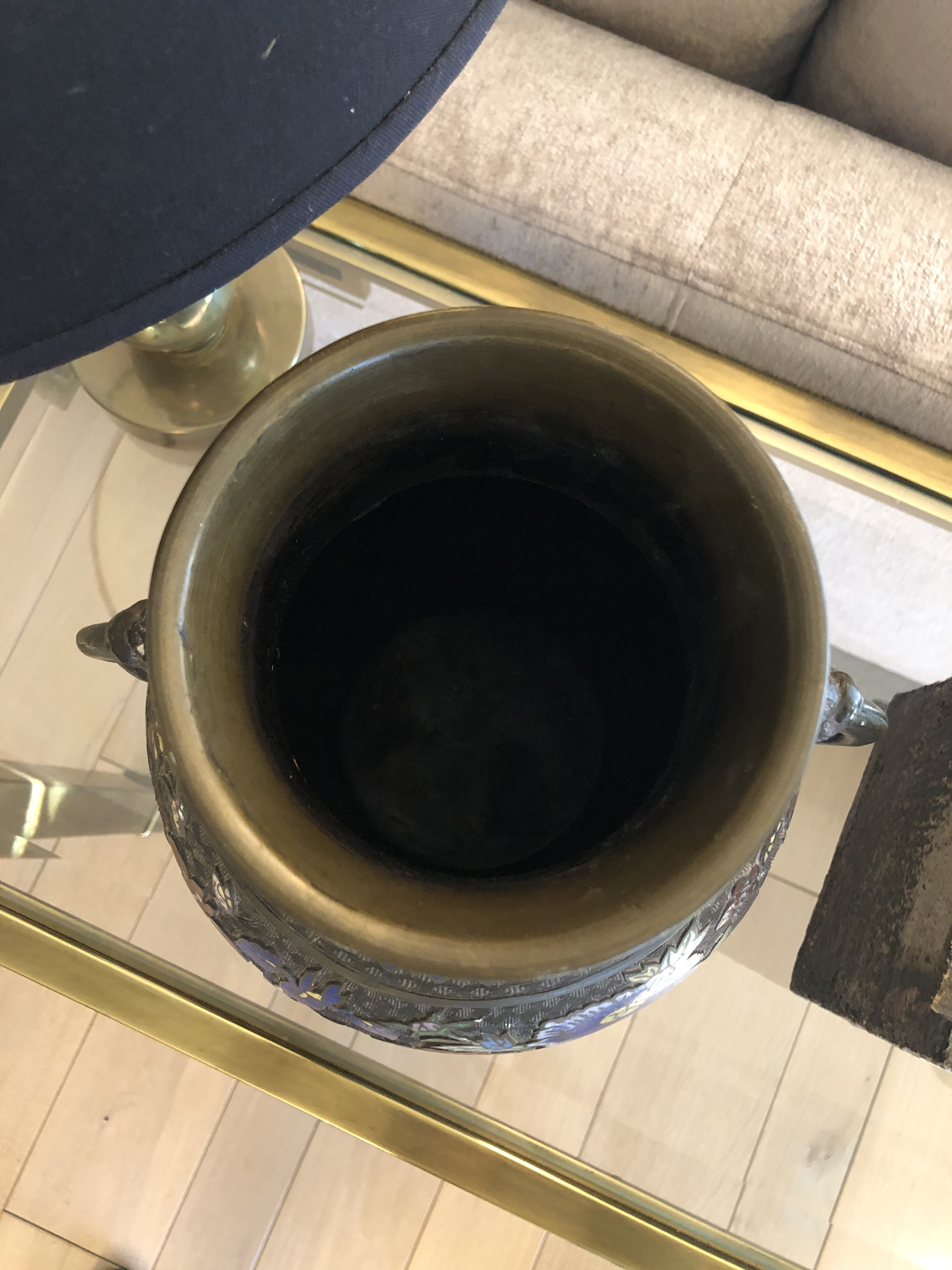 1930s Japanese Champleve Brass Vase