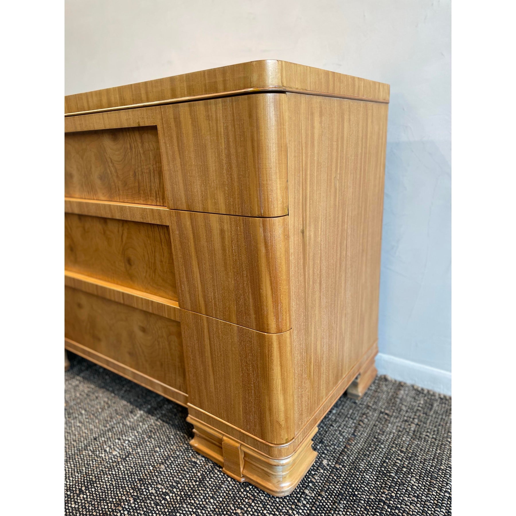 1930s Vintage Burled Wood Art Deco Dresser Credenza