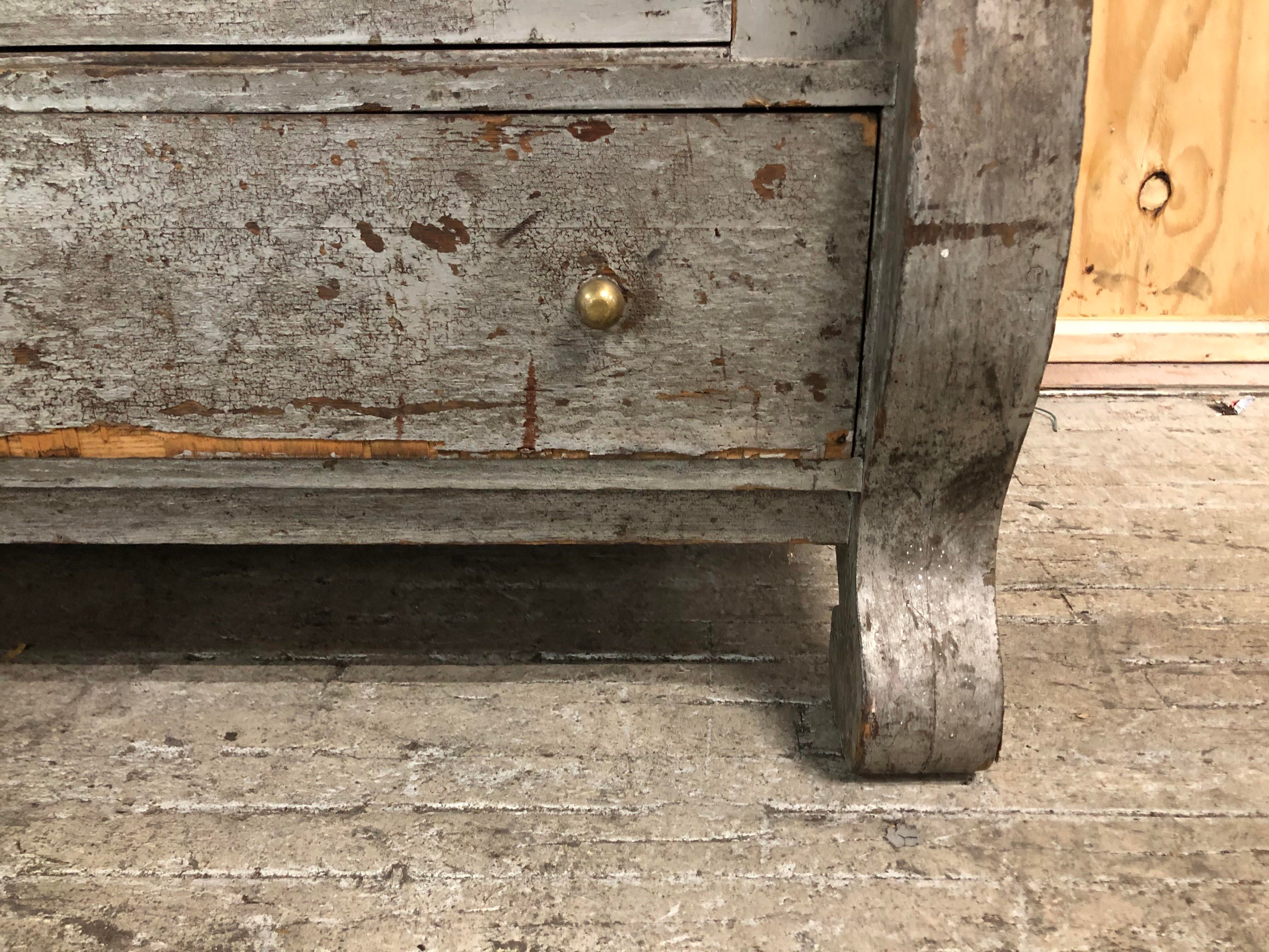 1940s Antique Vintage Gray Credenza Buffet Dresser Wabi Sabi