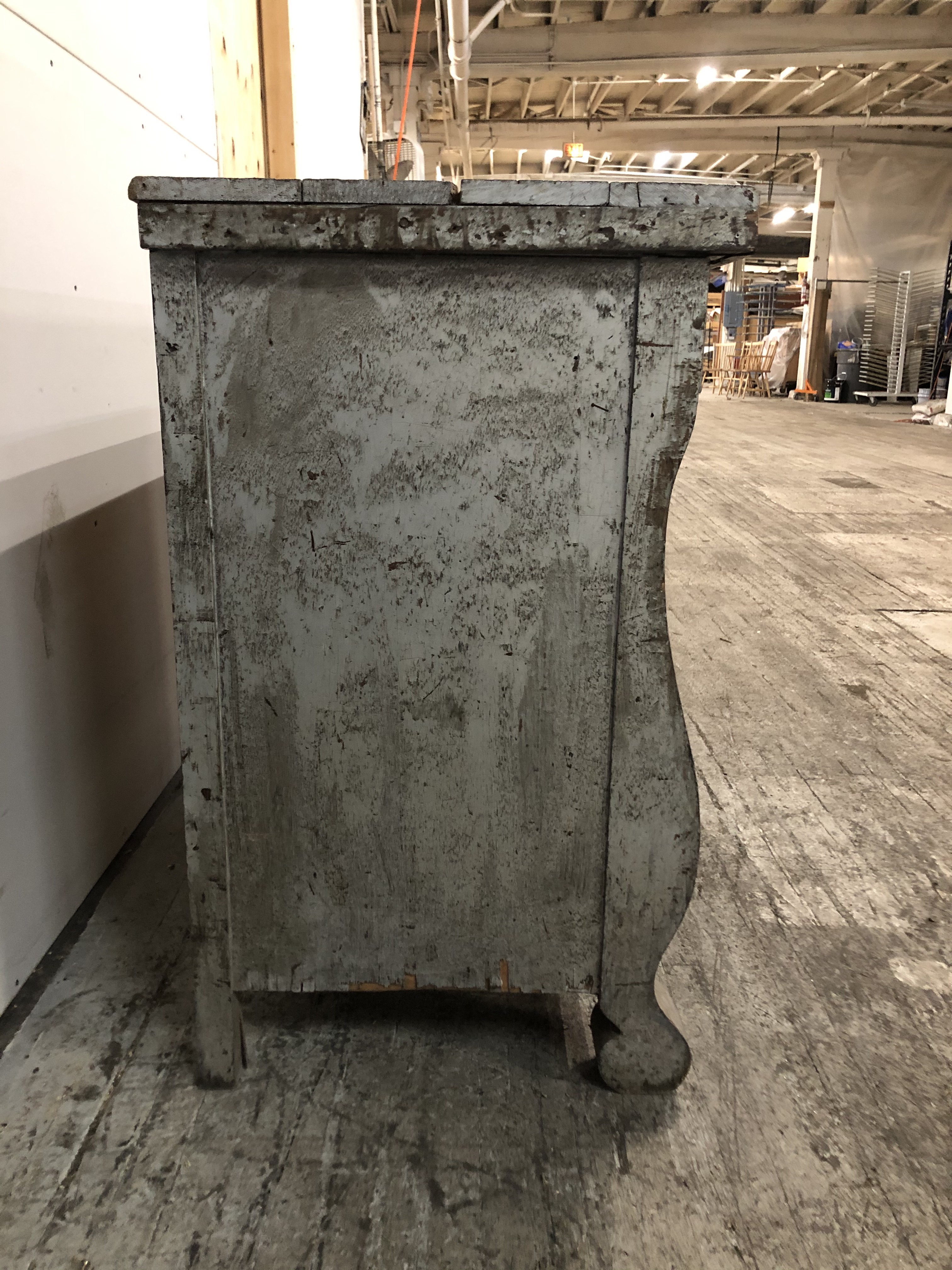 1940s Antique Vintage Gray Credenza Buffet Dresser Wabi Sabi
