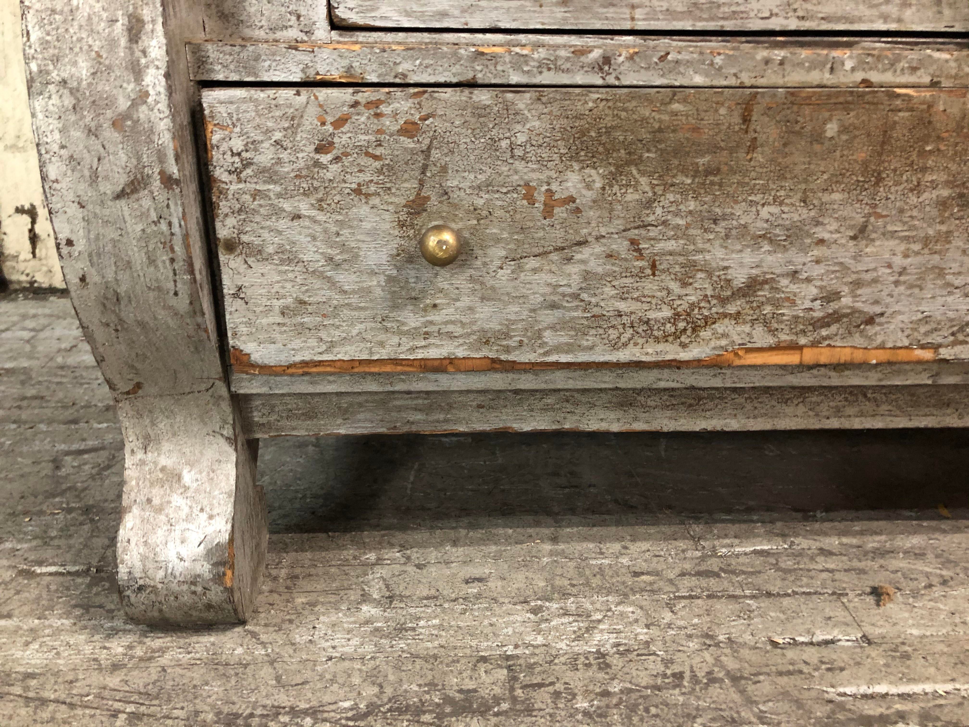 1940s Antique Vintage Gray Credenza Buffet Dresser Wabi Sabi