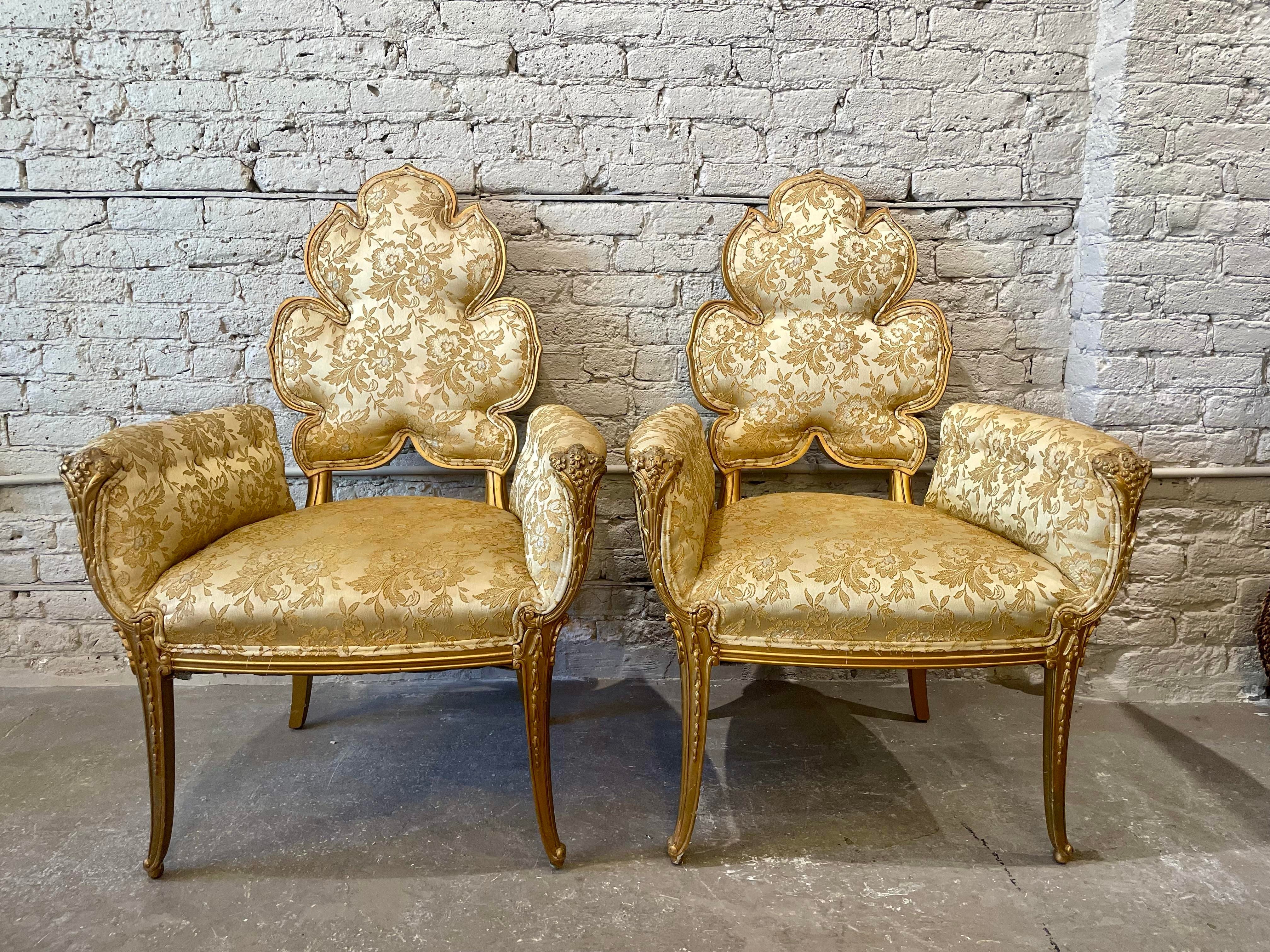 1940s Grosfeld House Leaf Flower Chairs - a Pair