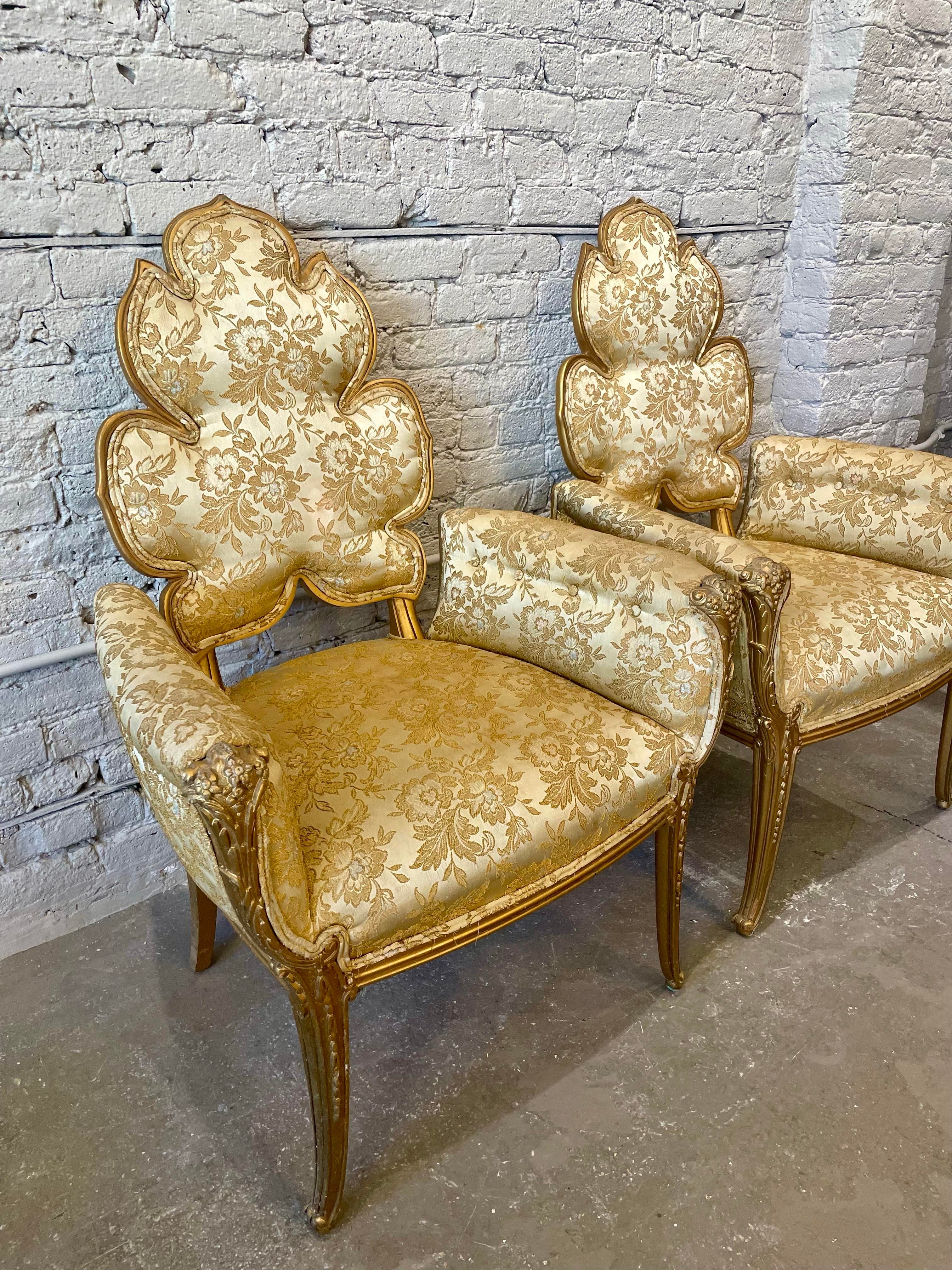 1940s Grosfeld House Leaf Flower Chairs - a Pair