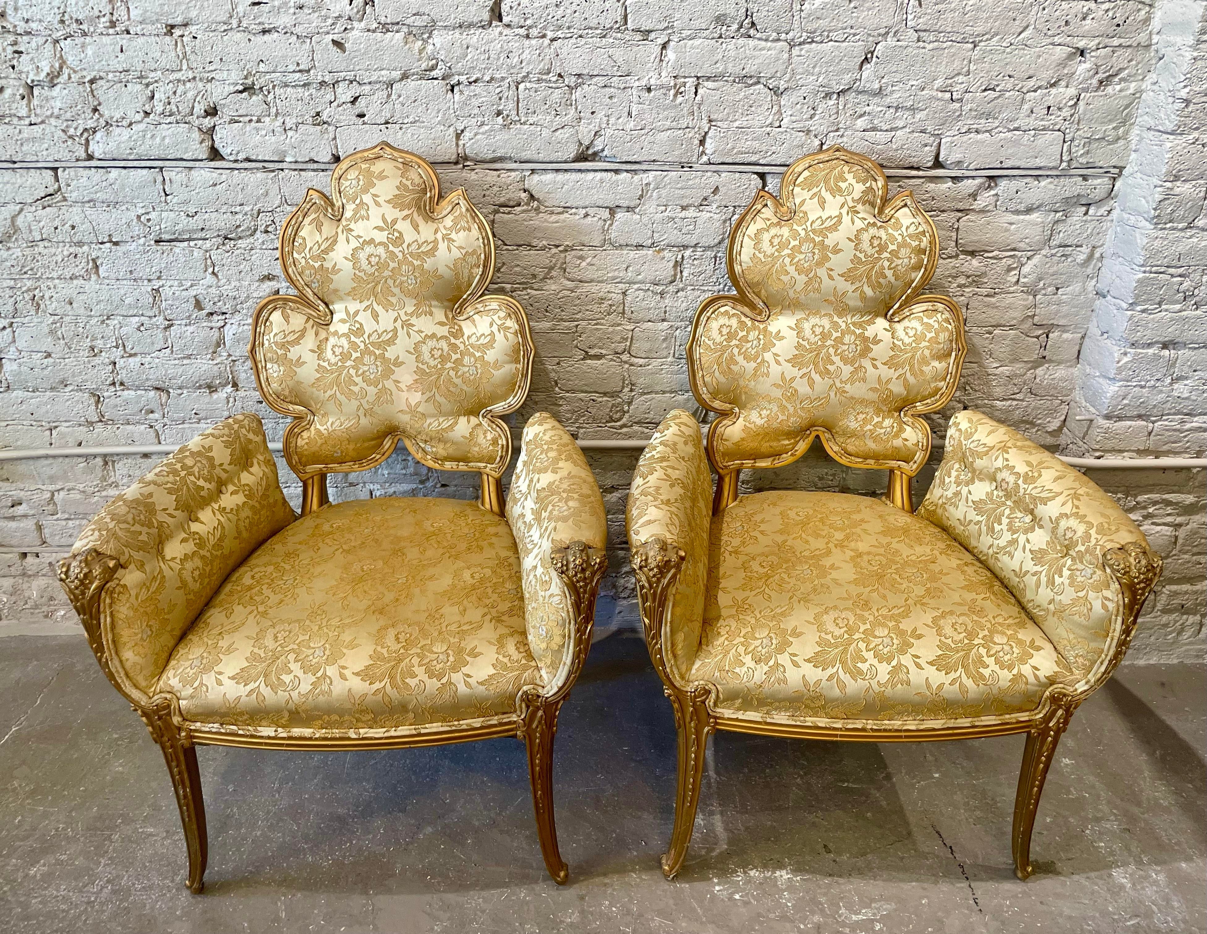 1940s Grosfeld House Leaf Flower Chairs - a Pair