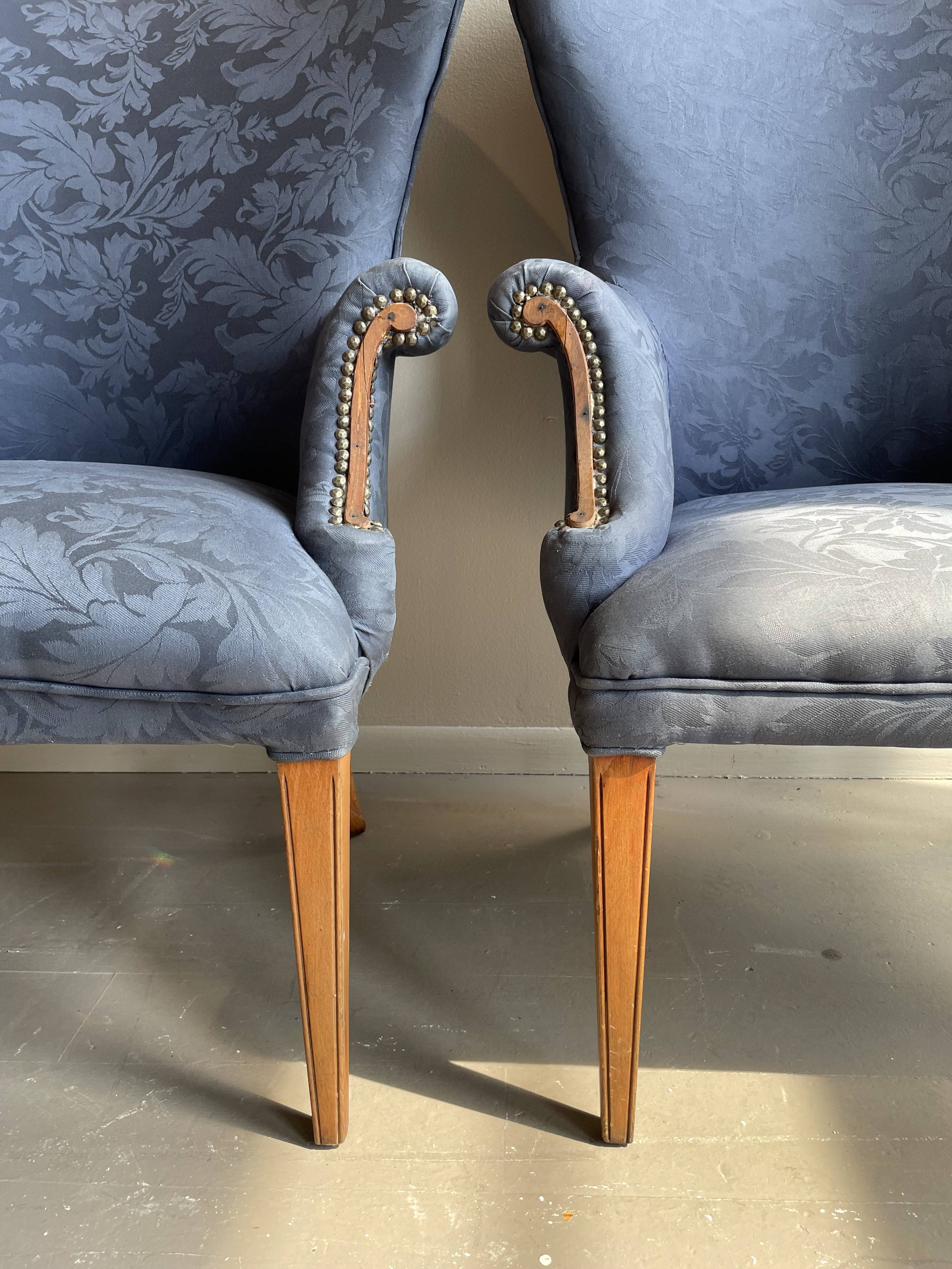1940s Vintage Wingback Butterfly Chairs - a Pair