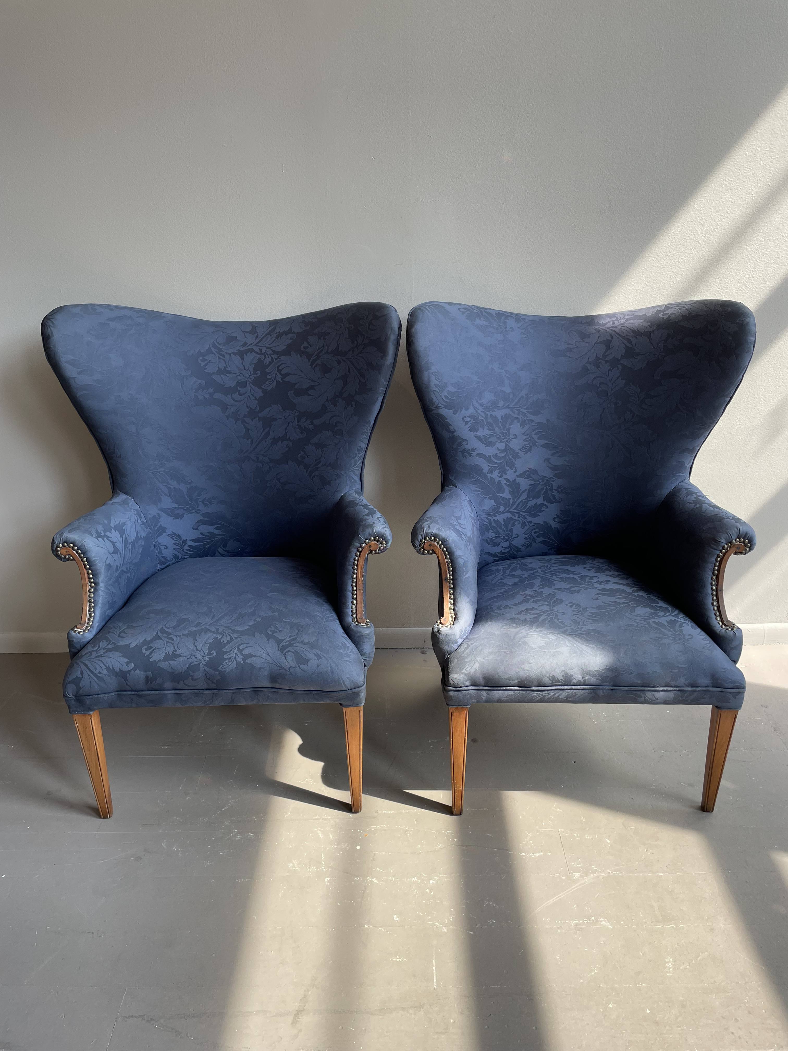 1940s Vintage Wingback Butterfly Chairs - a Pair