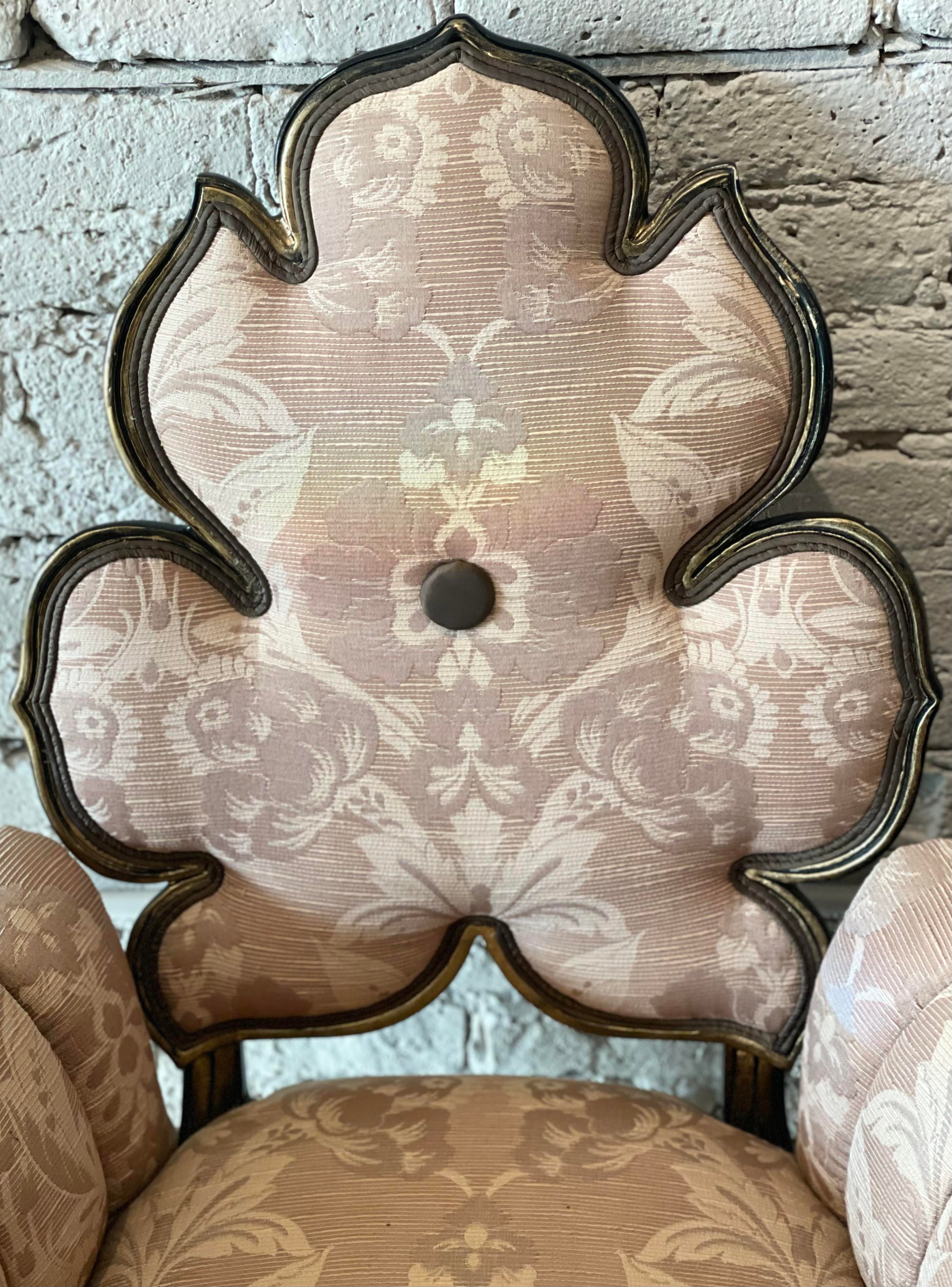 1950s Grosfeld House Vintage Flower Leaf Side Chairs - a Pair