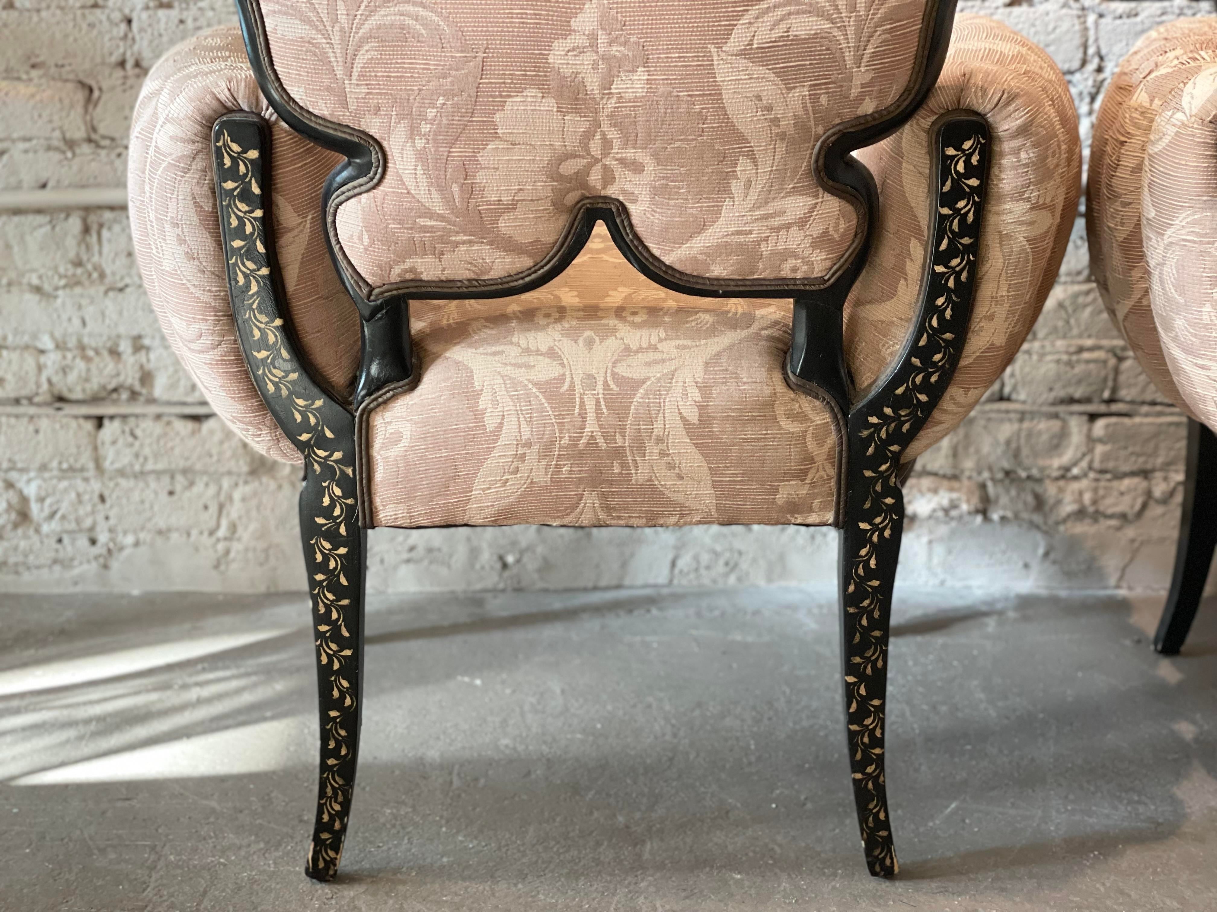 1950s Grosfeld House Vintage Flower Leaf Side Chairs - a Pair
