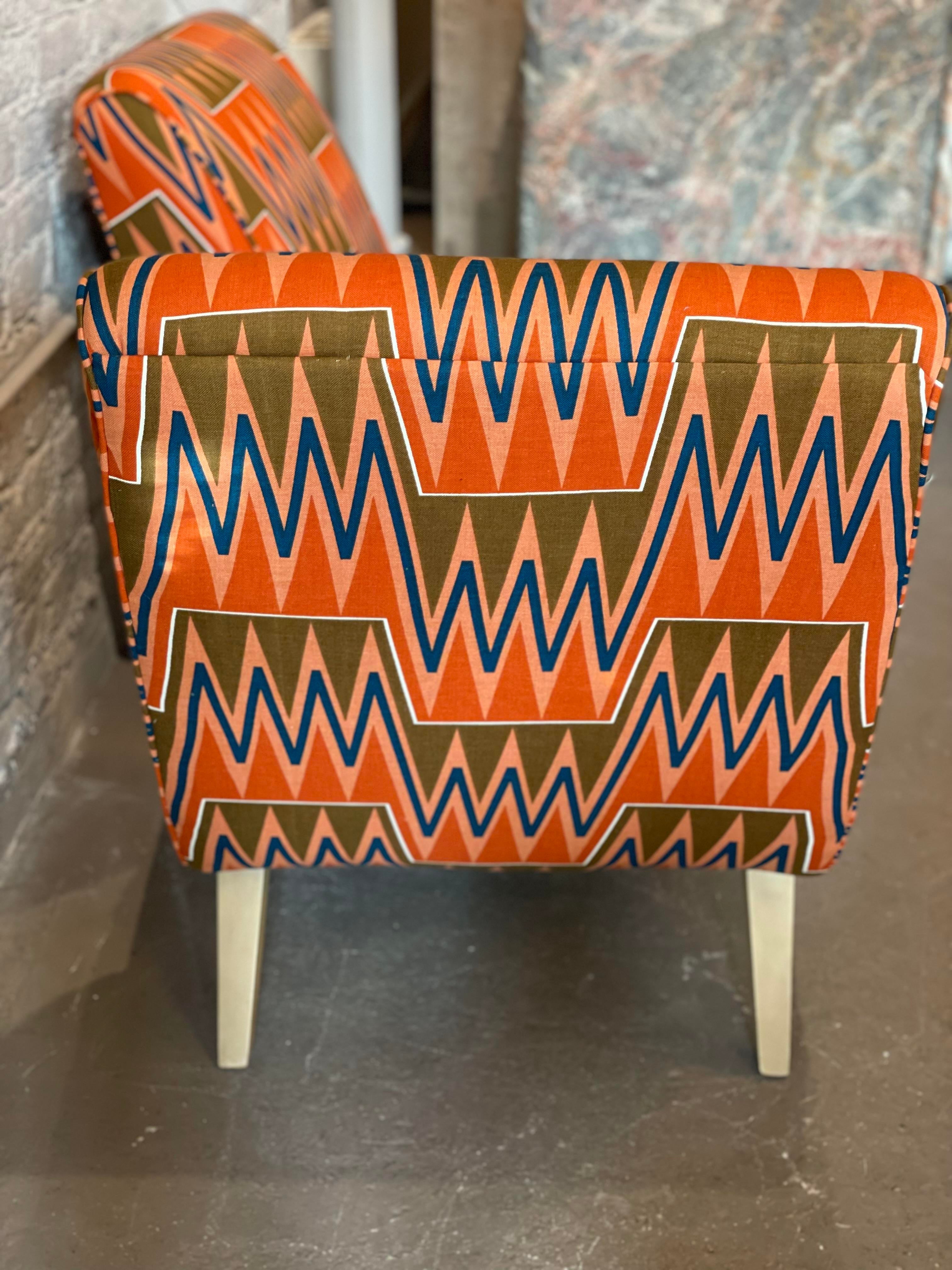 1950s Side Lounge Chairs With Angled Feet - a Pair