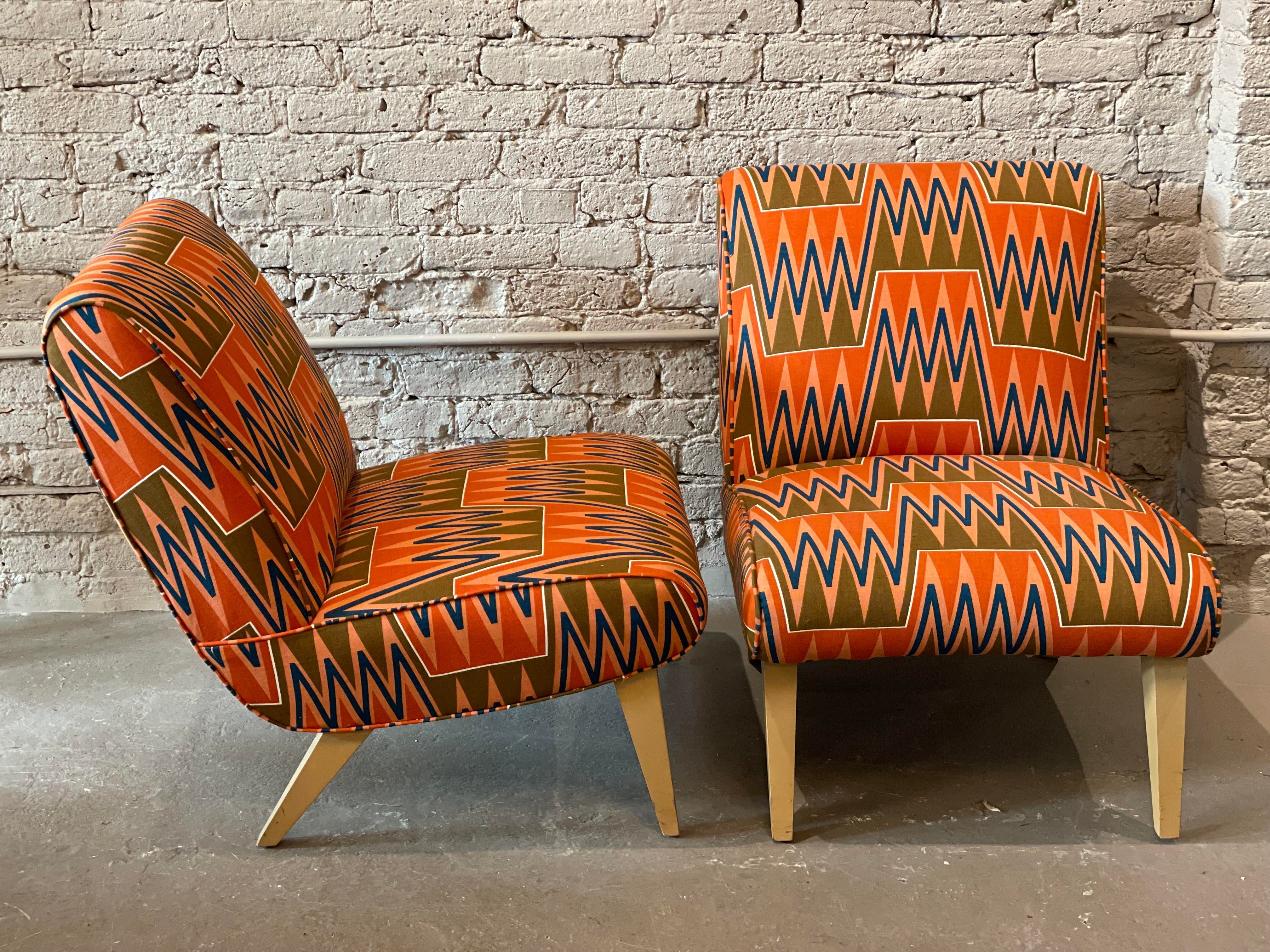 1950s Side Lounge Chairs With Angled Feet - a Pair