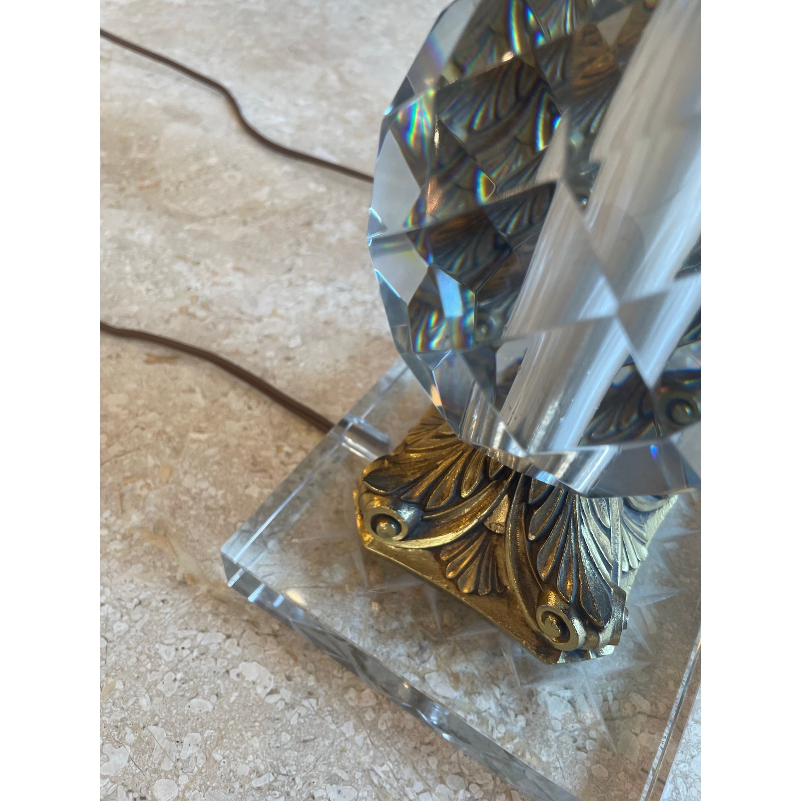 1950’s Vintage Crystal and Brass Lamps - a Pair