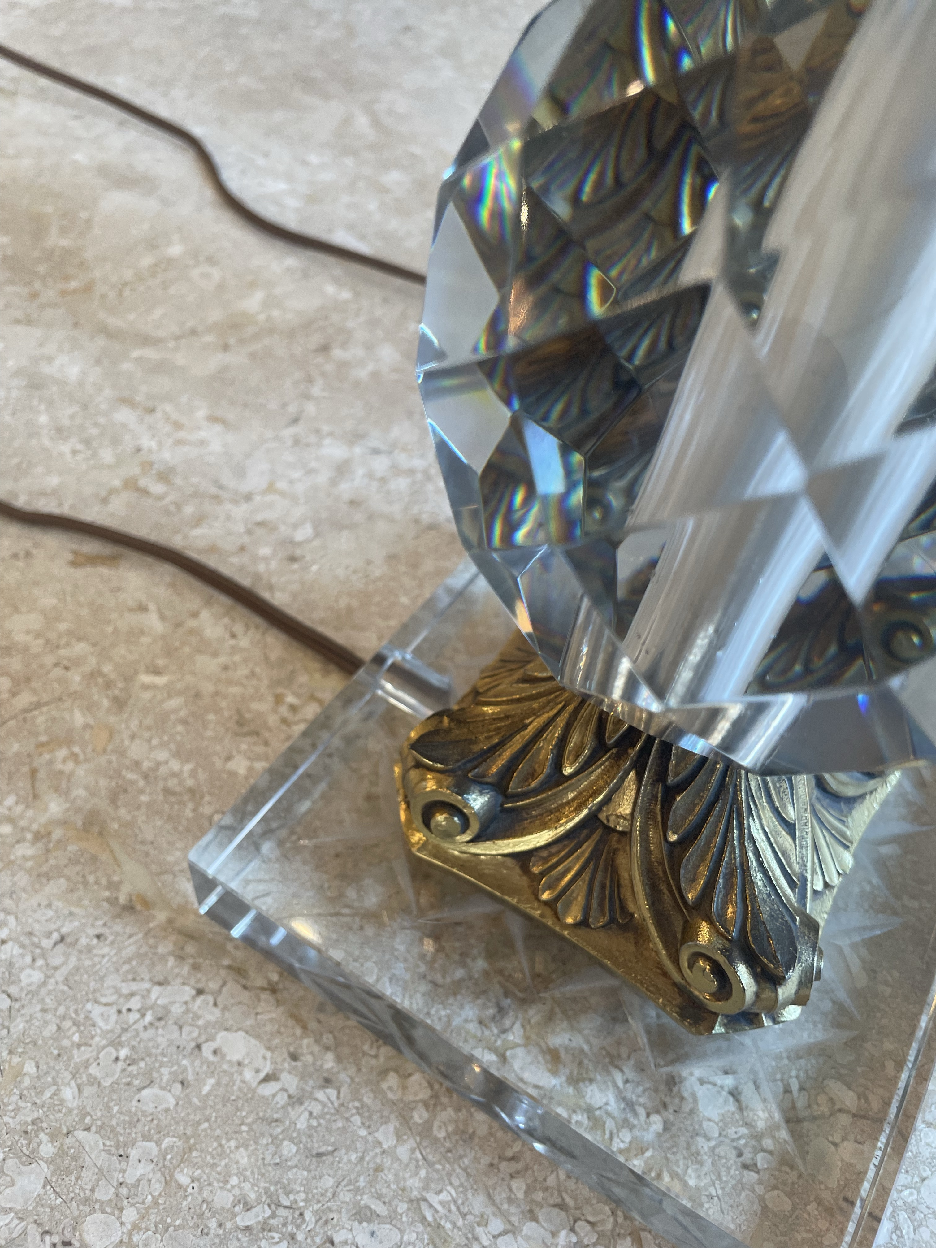 1950’s Vintage Crystal and Brass Lamps - a Pair
