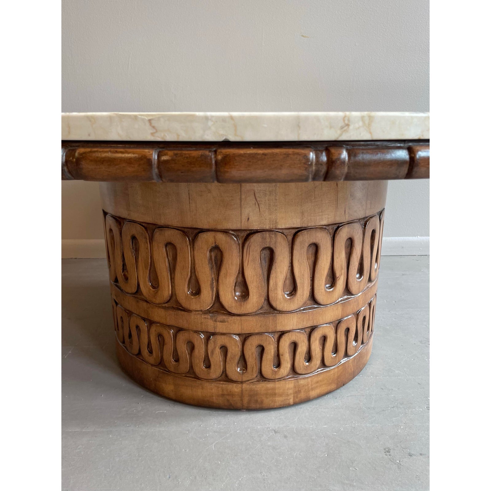 1950s Wood and Marble Coffee Table in the Manner of James Mont