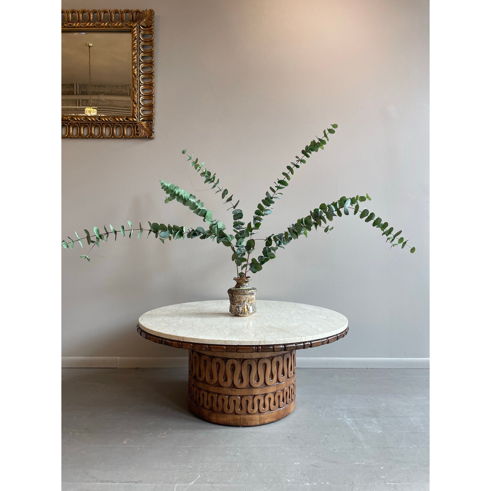 1950s Wood and Marble Coffee Table in the Manner of James Mont
