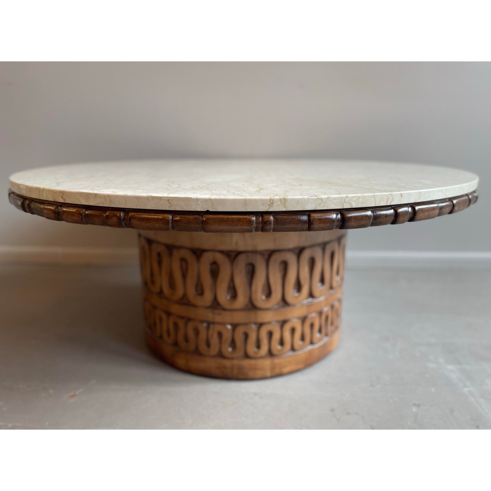 1950s Wood and Marble Coffee Table in the Manner of James Mont