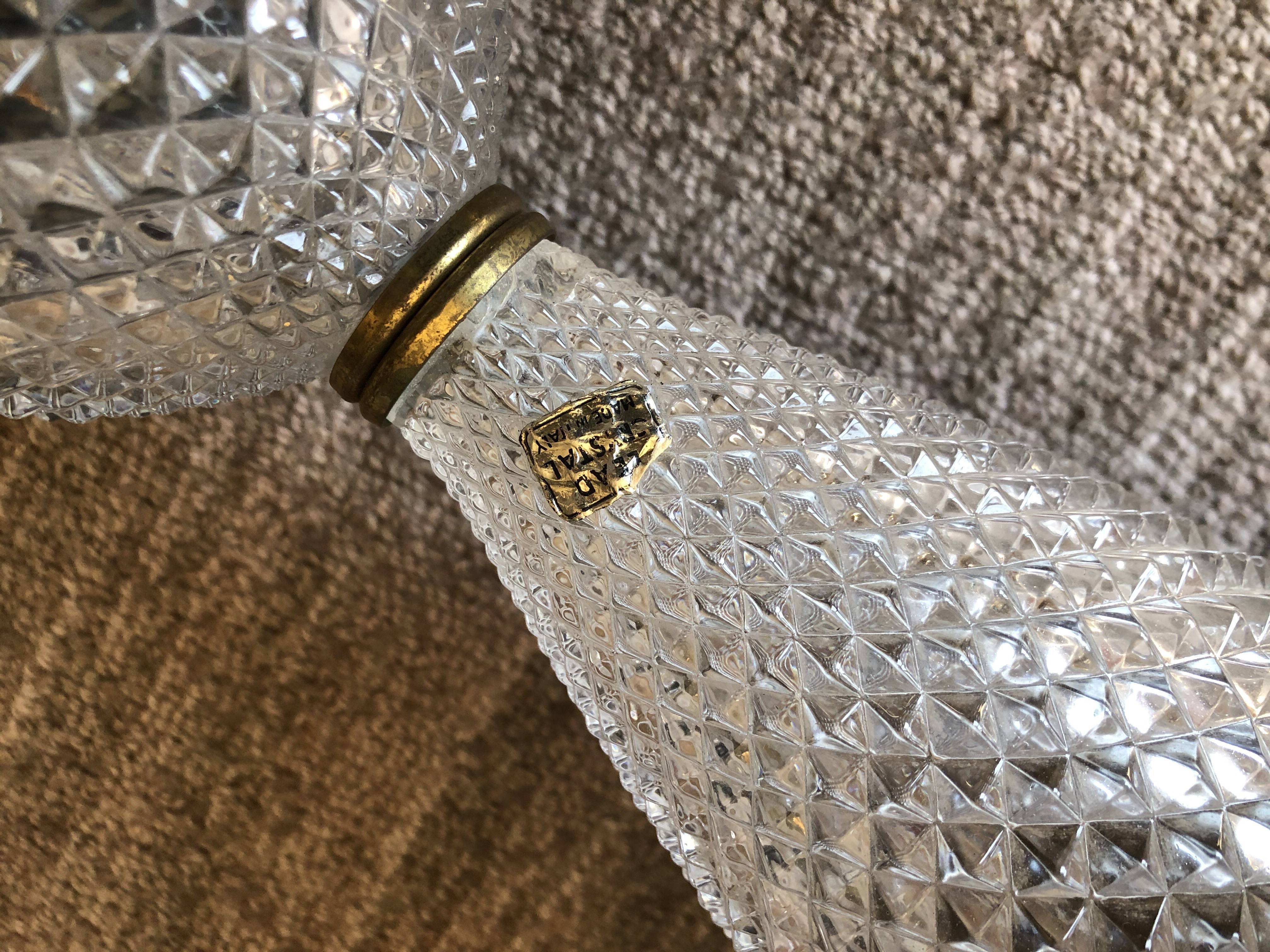 1960s Italian Lead Crystal Brass Lamps - a Pair