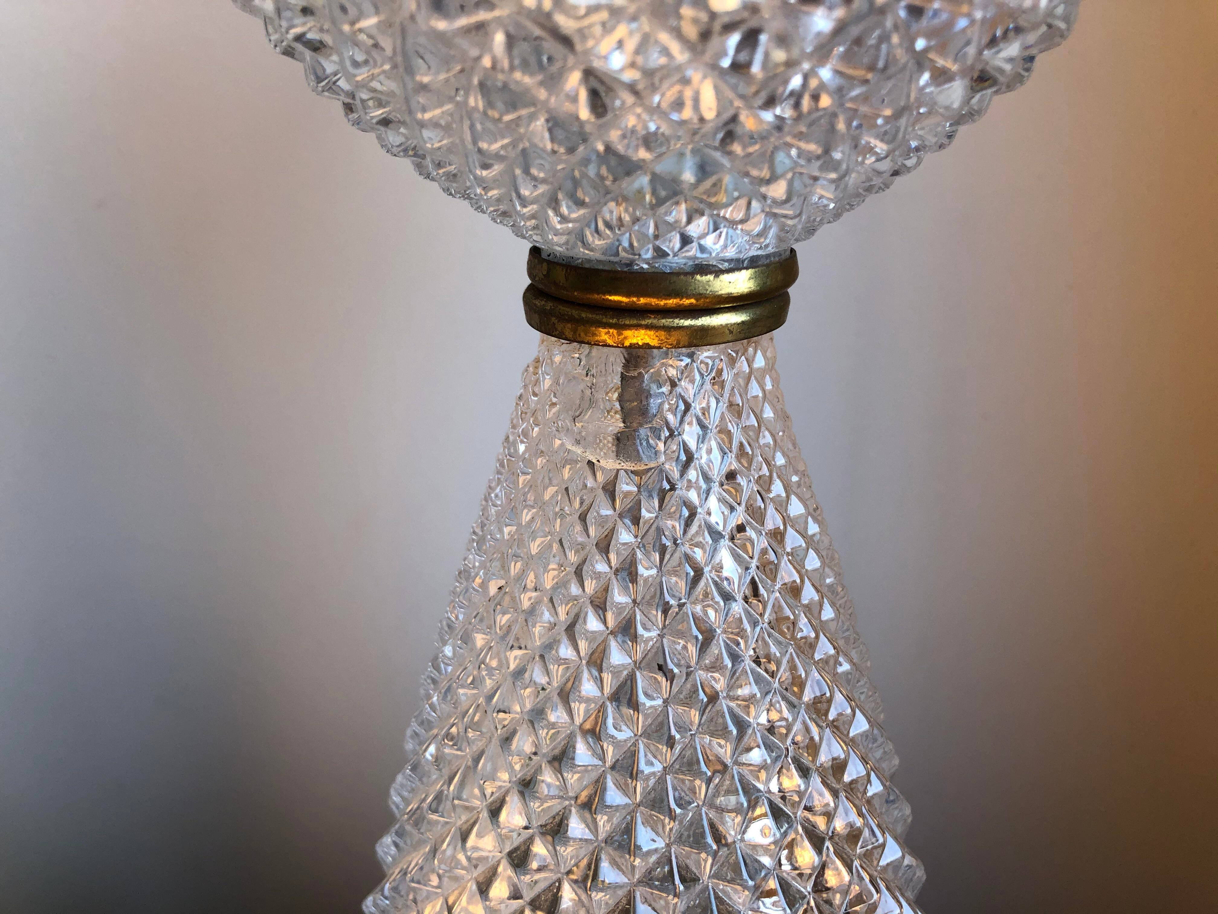 1960s Italian Lead Crystal Brass Lamps - a Pair