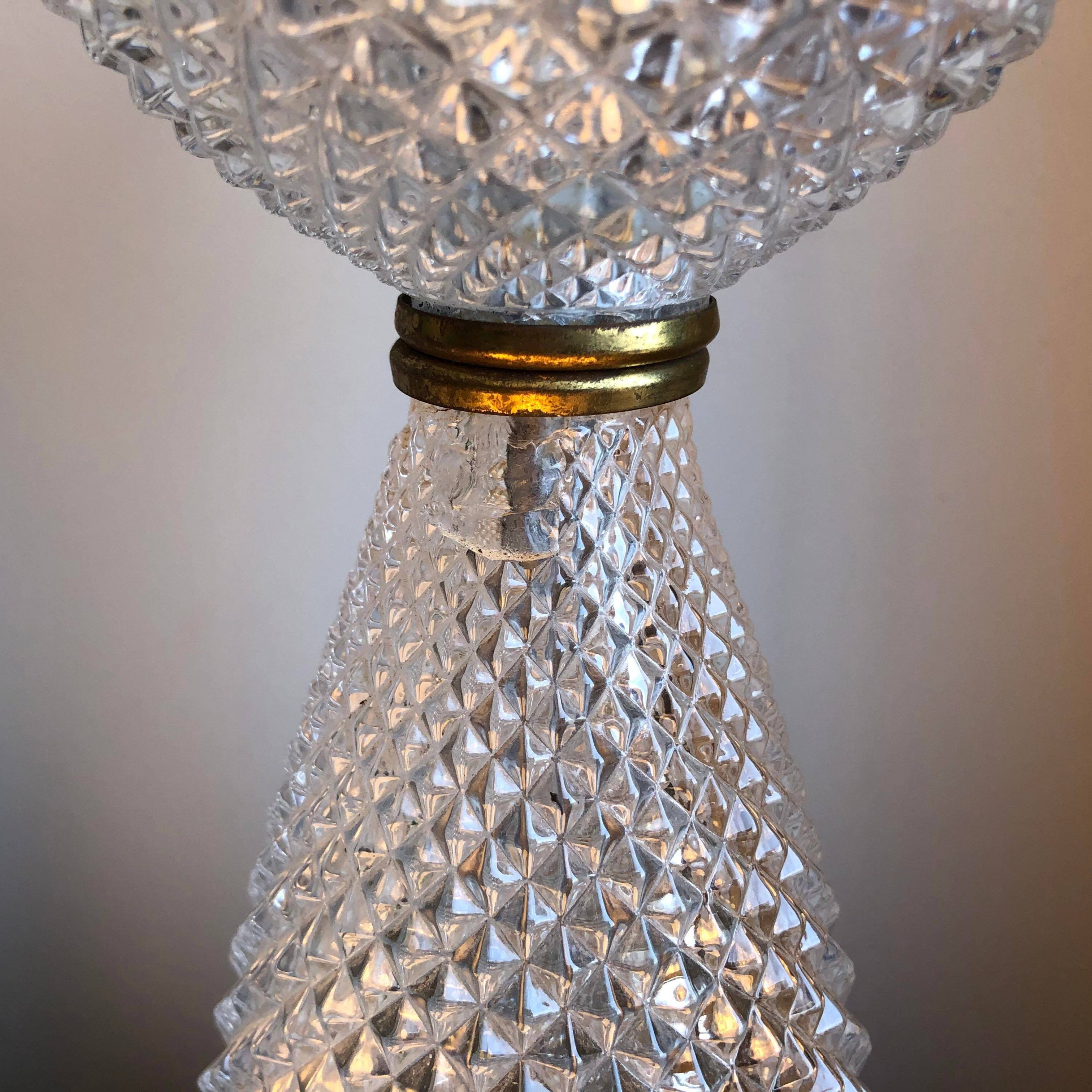 1960s Italian Lead Crystal Brass Lamps - a Pair