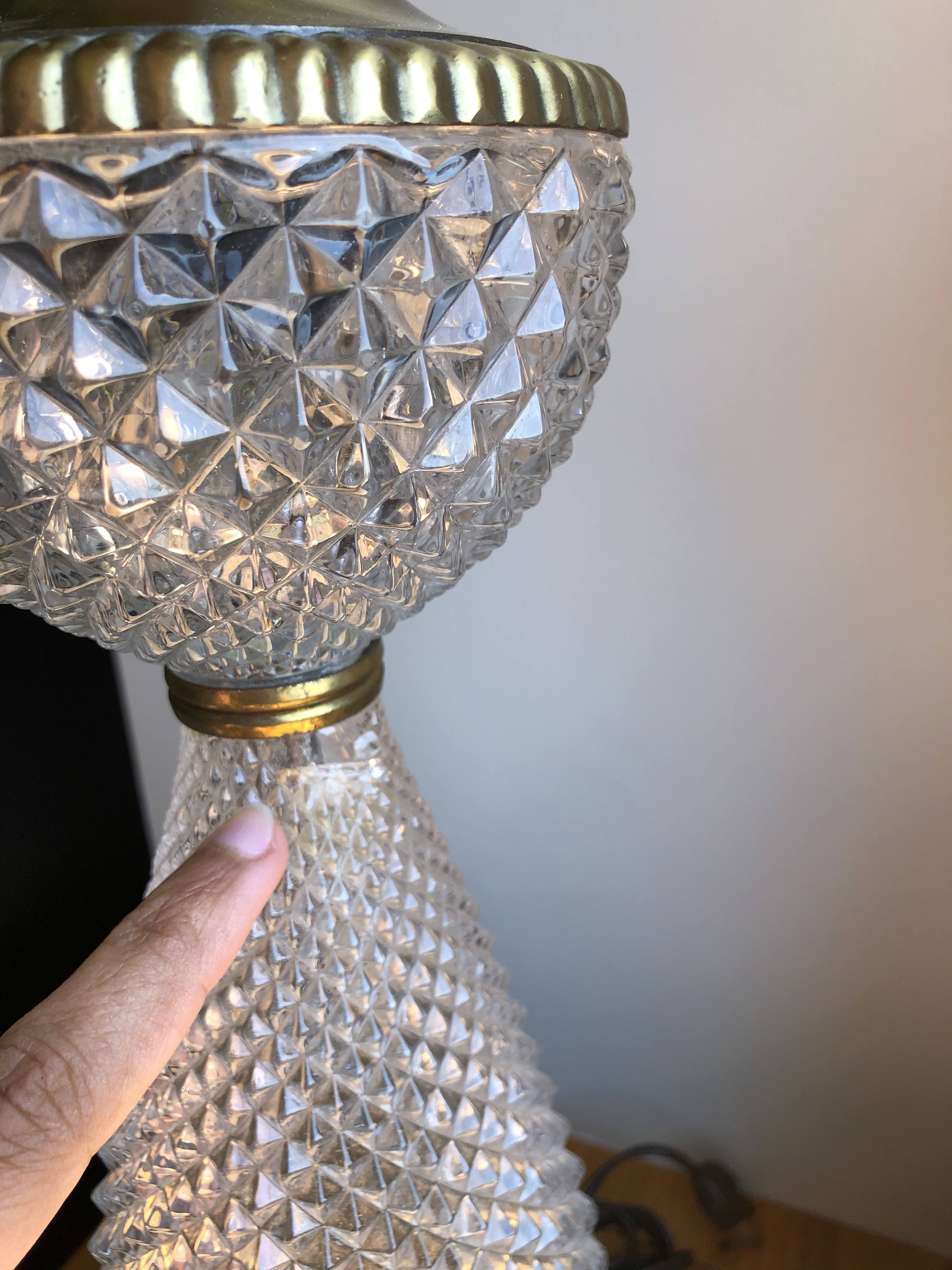 1960s Italian Lead Crystal Brass Lamps - a Pair