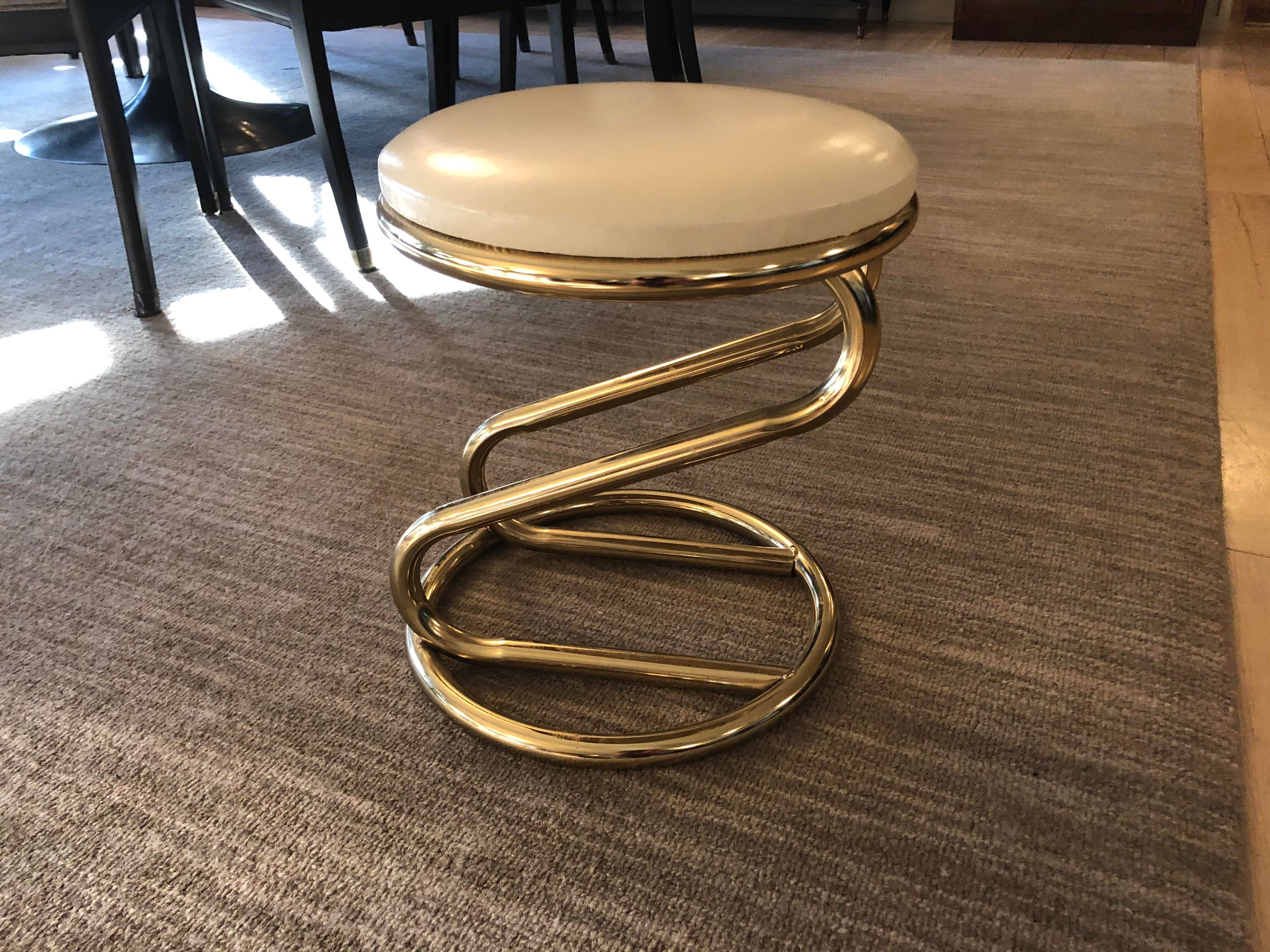 1960s Mid-Century Brass Vanity Stool