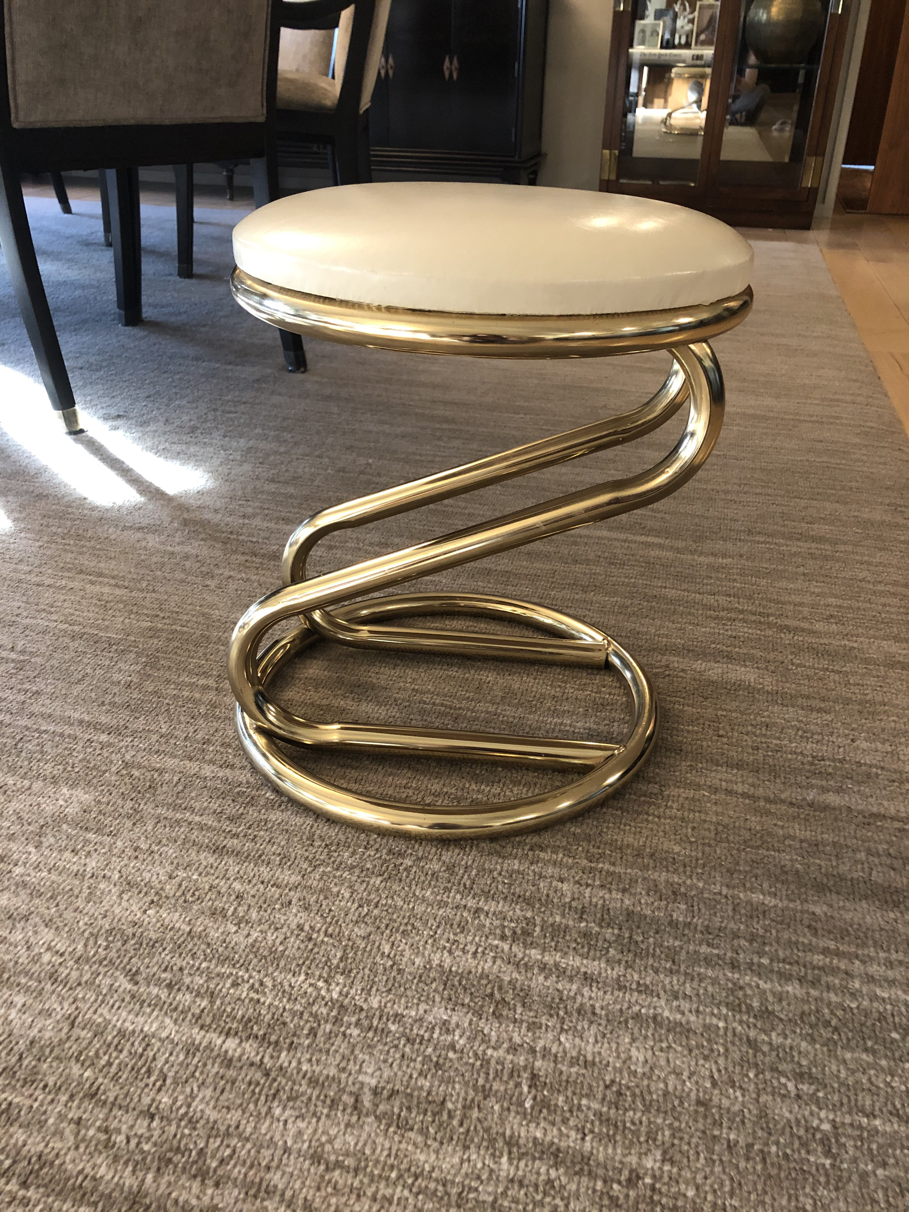 1960s Mid-Century Brass Vanity Stool