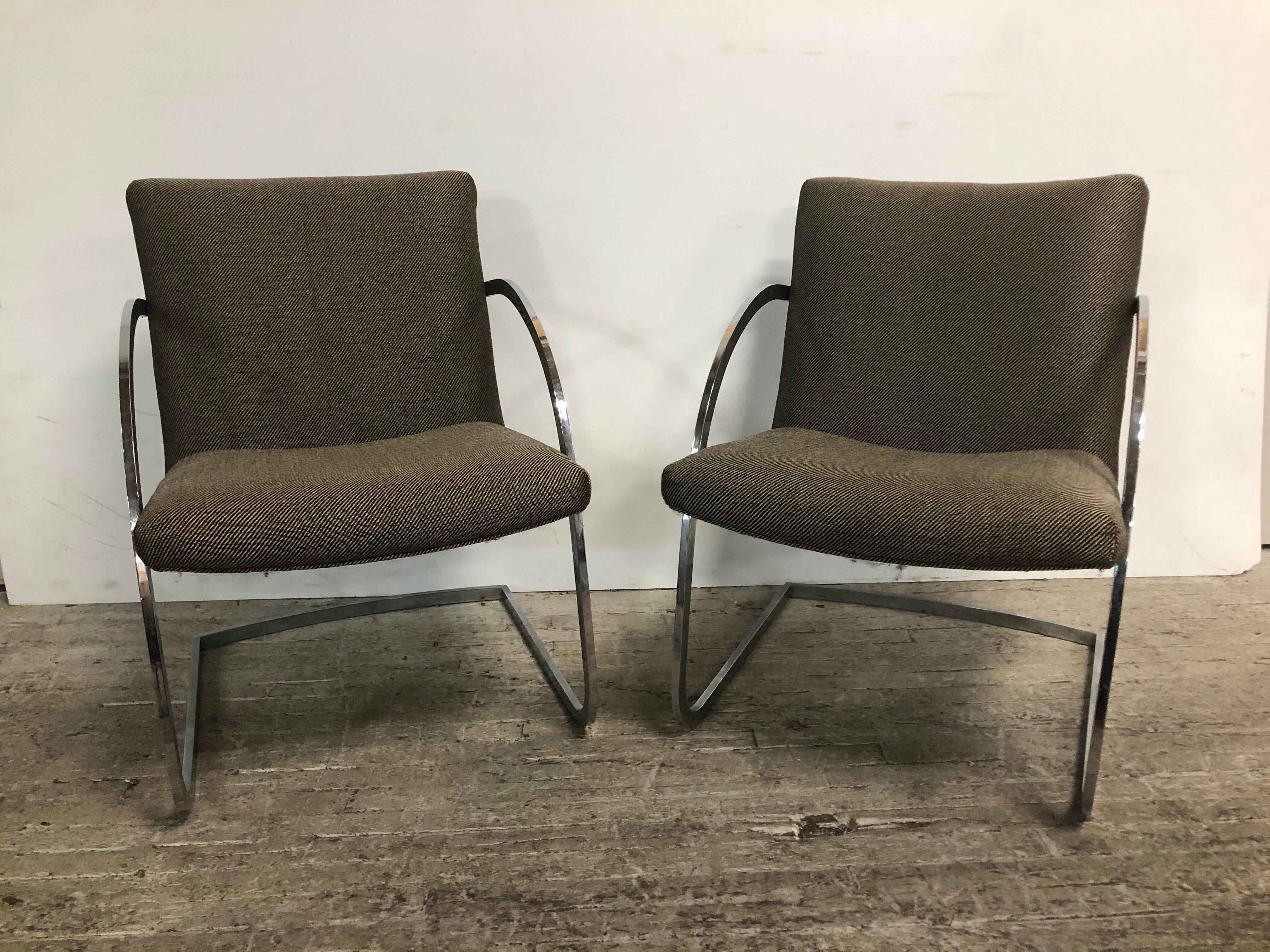 1960s Mid-Century Chrome Tubular Chairs - a Pair