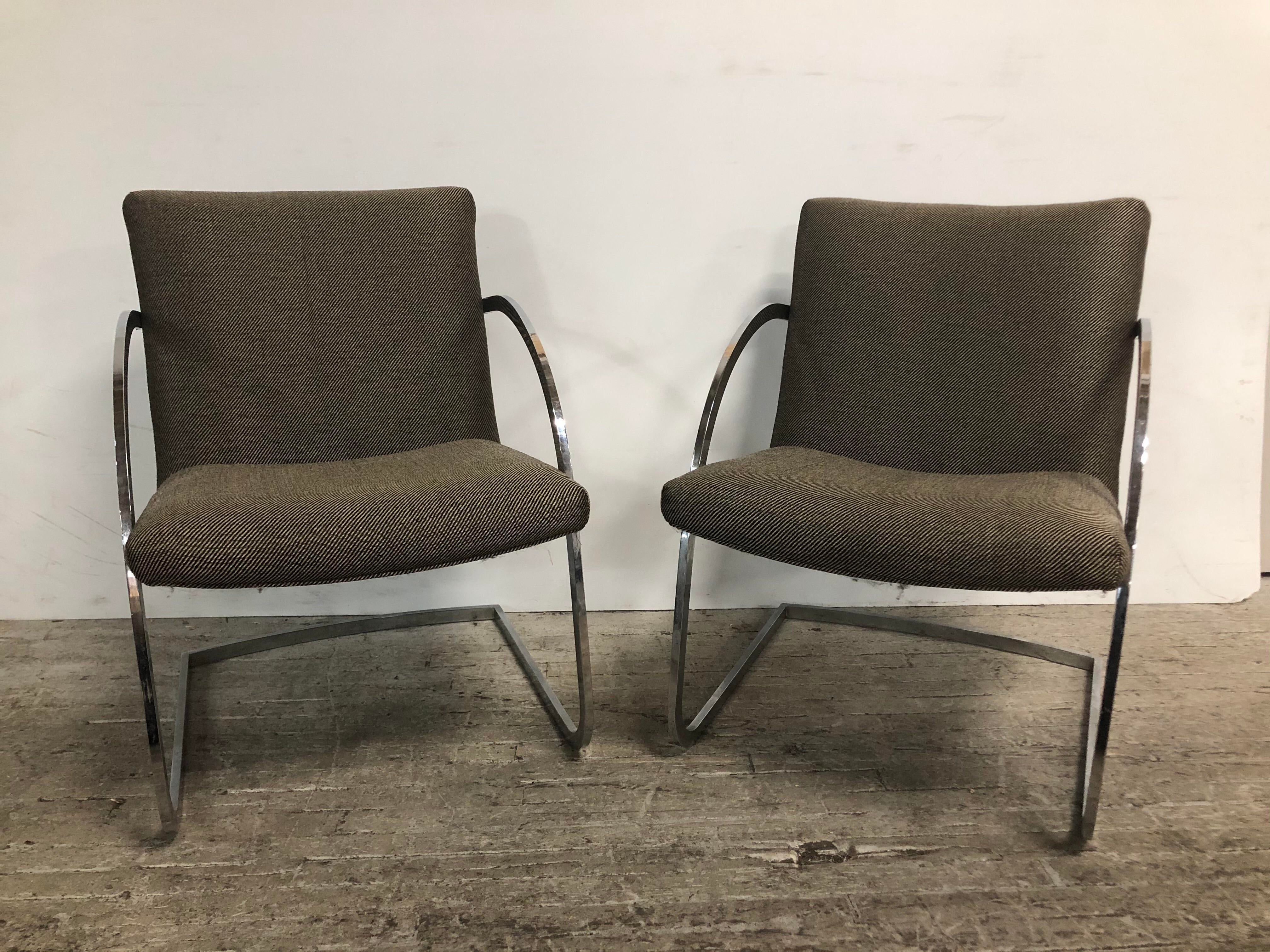 1960s Mid-Century Chrome Tubular Chairs - a Pair