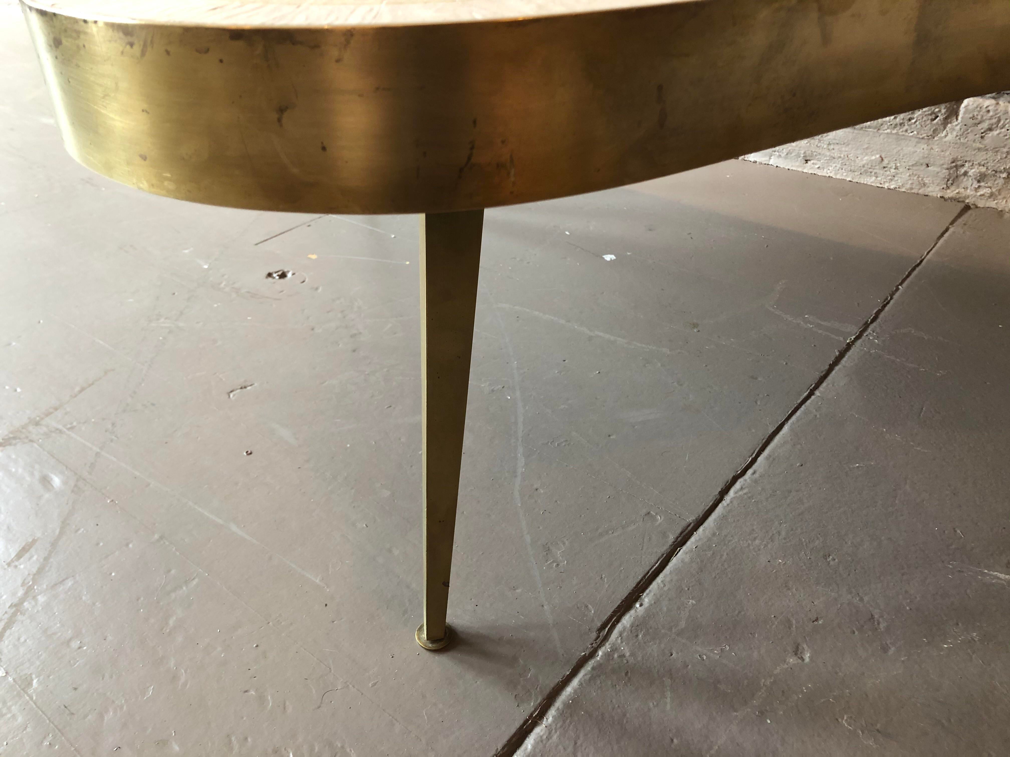 1960s Mid-Century Modern Brass and Mosaic Tile Coffee Table