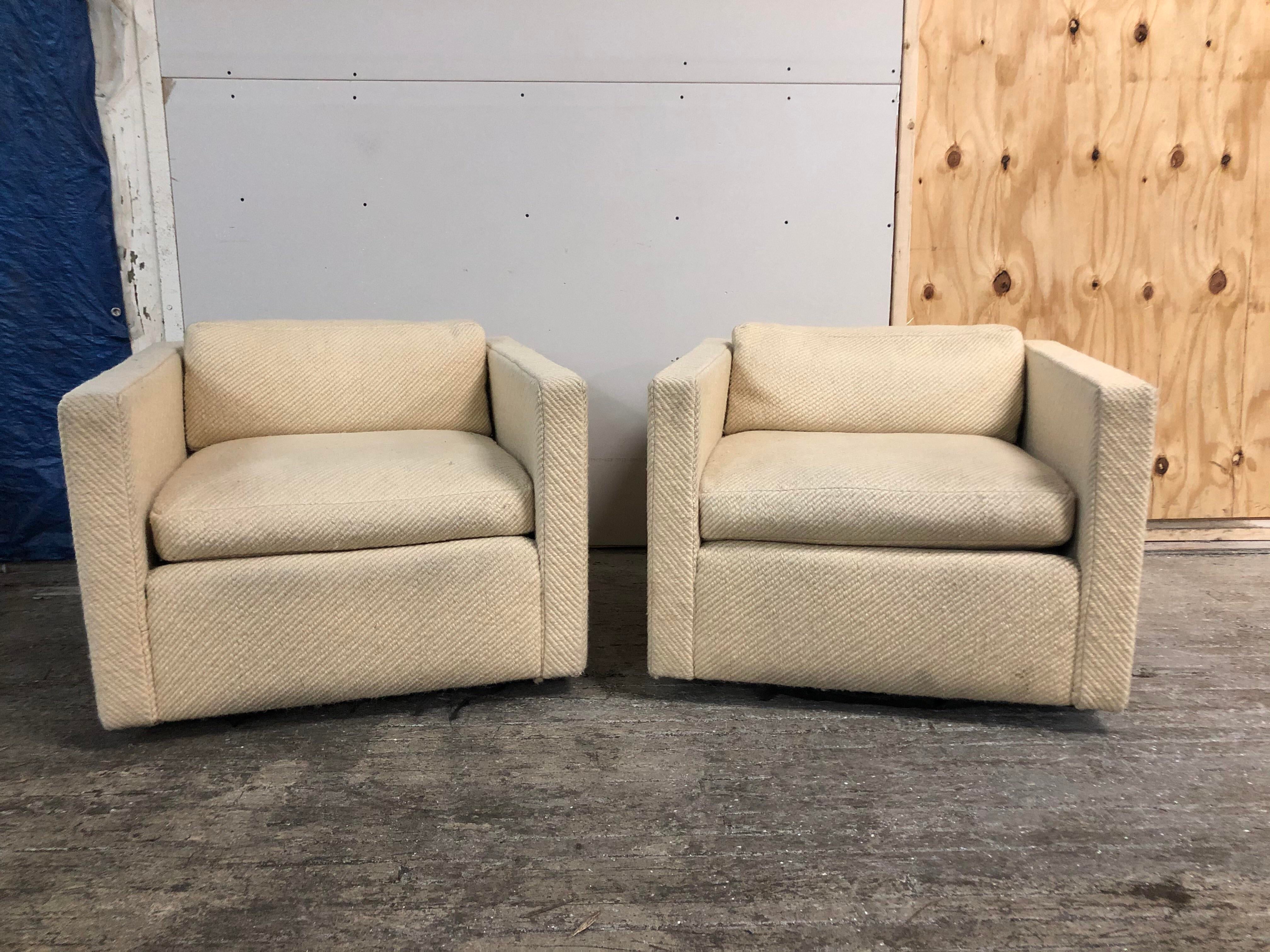 1960s Mid-Century Modern Swaim Cube Chairs - a Pair