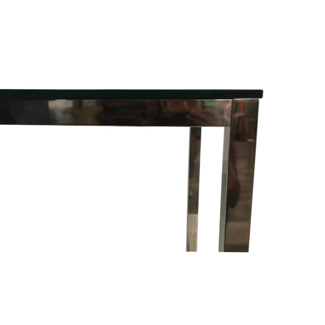 1960s Milo Baughman Style Mid Century Black Glass Chrome Writing Desk