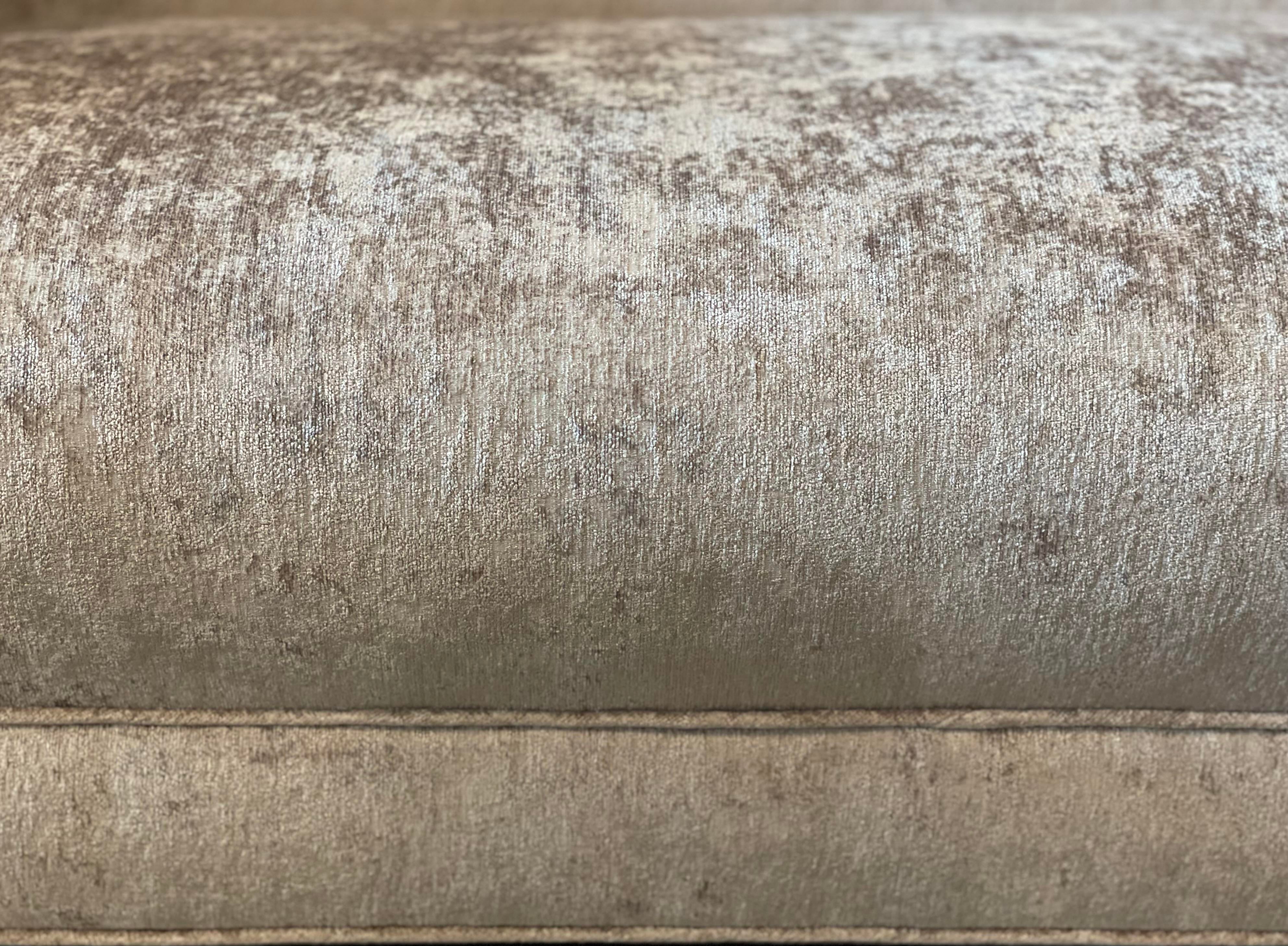 1960s Rowe Sofa in Oyster Velvet With Brass Feet