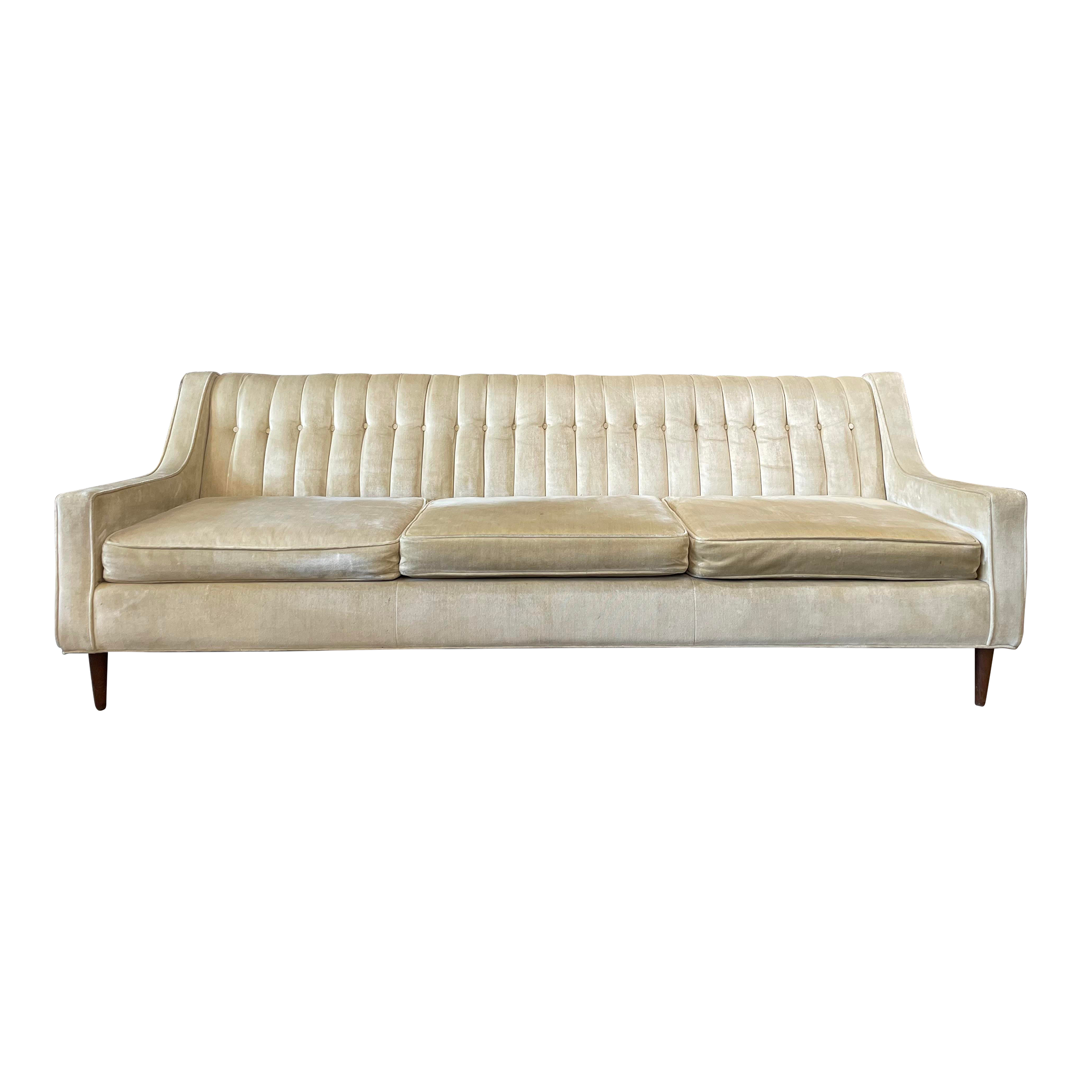 1960s Vintage Beige Upholstered Sofa