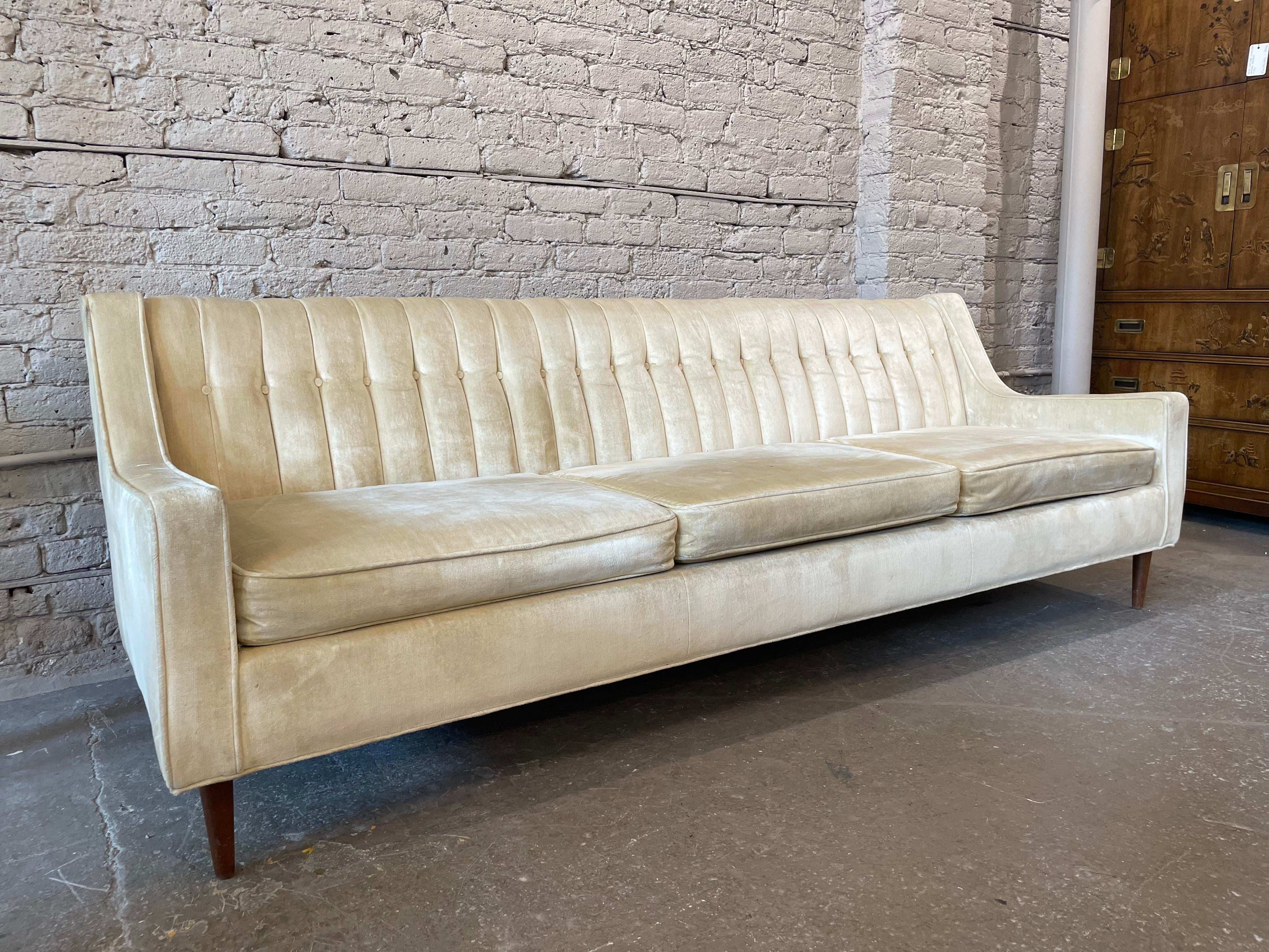 1960s Vintage Beige Upholstered Sofa