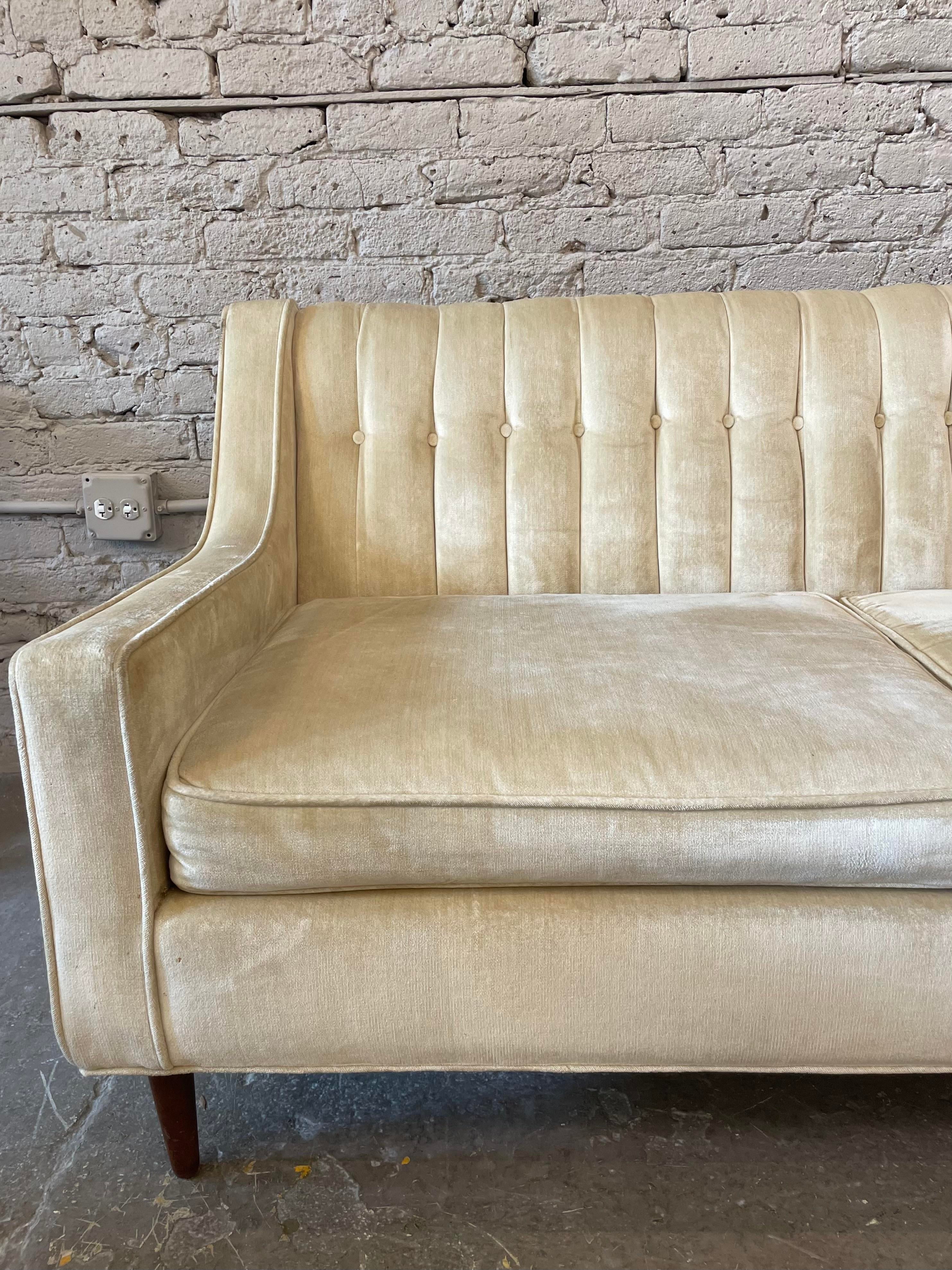 1960s Vintage Beige Upholstered Sofa