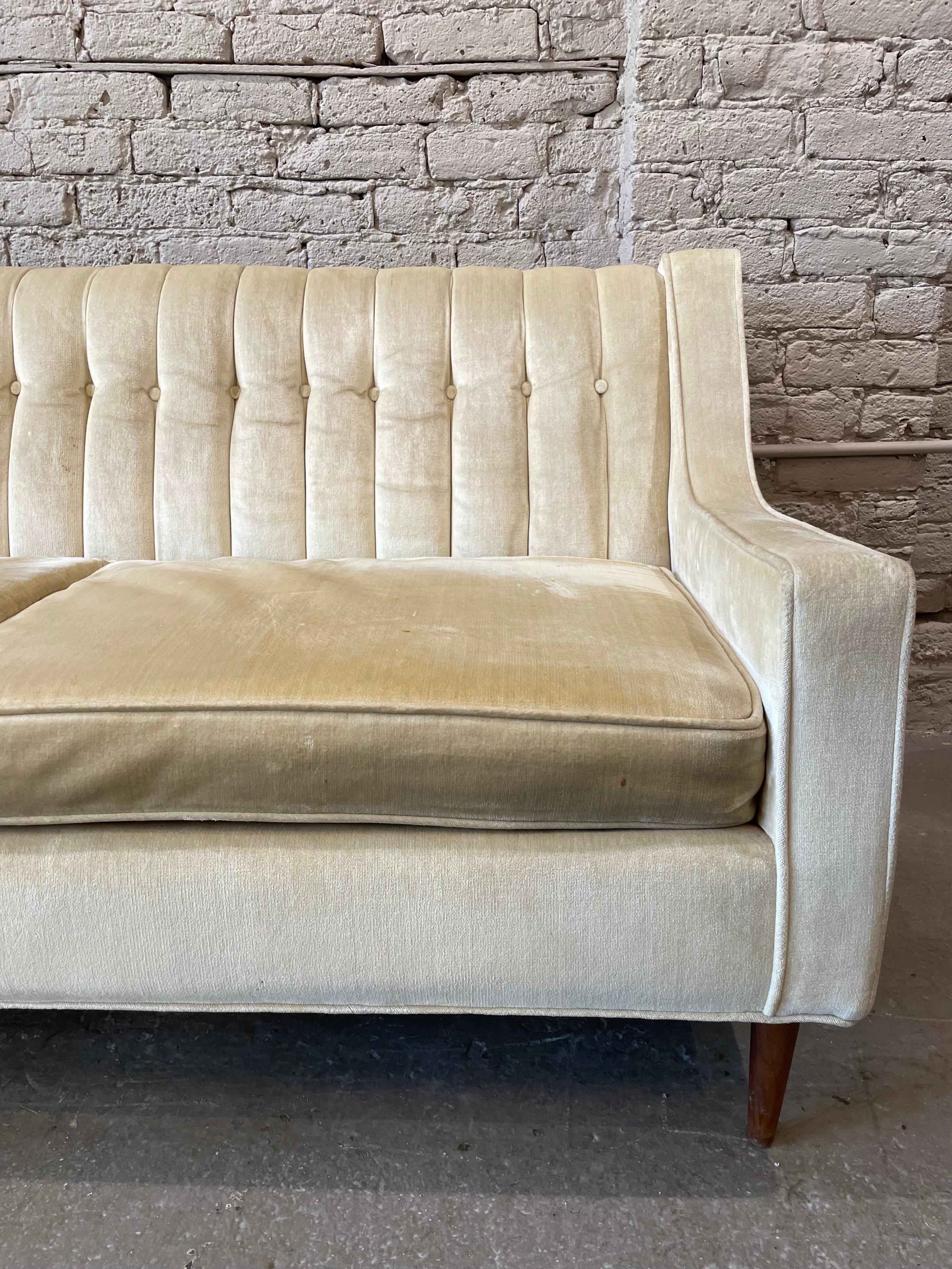 1960s Vintage Beige Upholstered Sofa