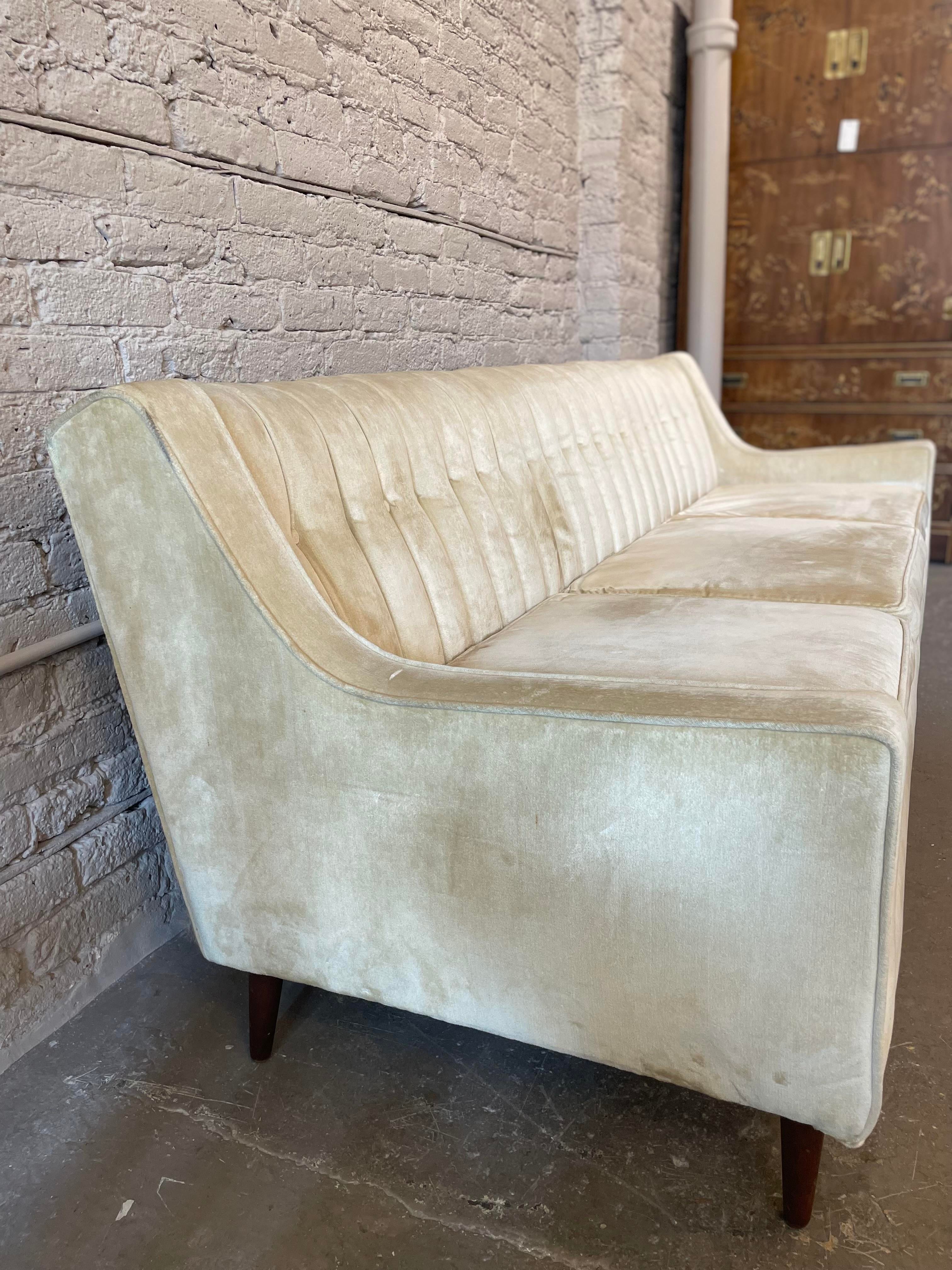 1960s Vintage Beige Upholstered Sofa