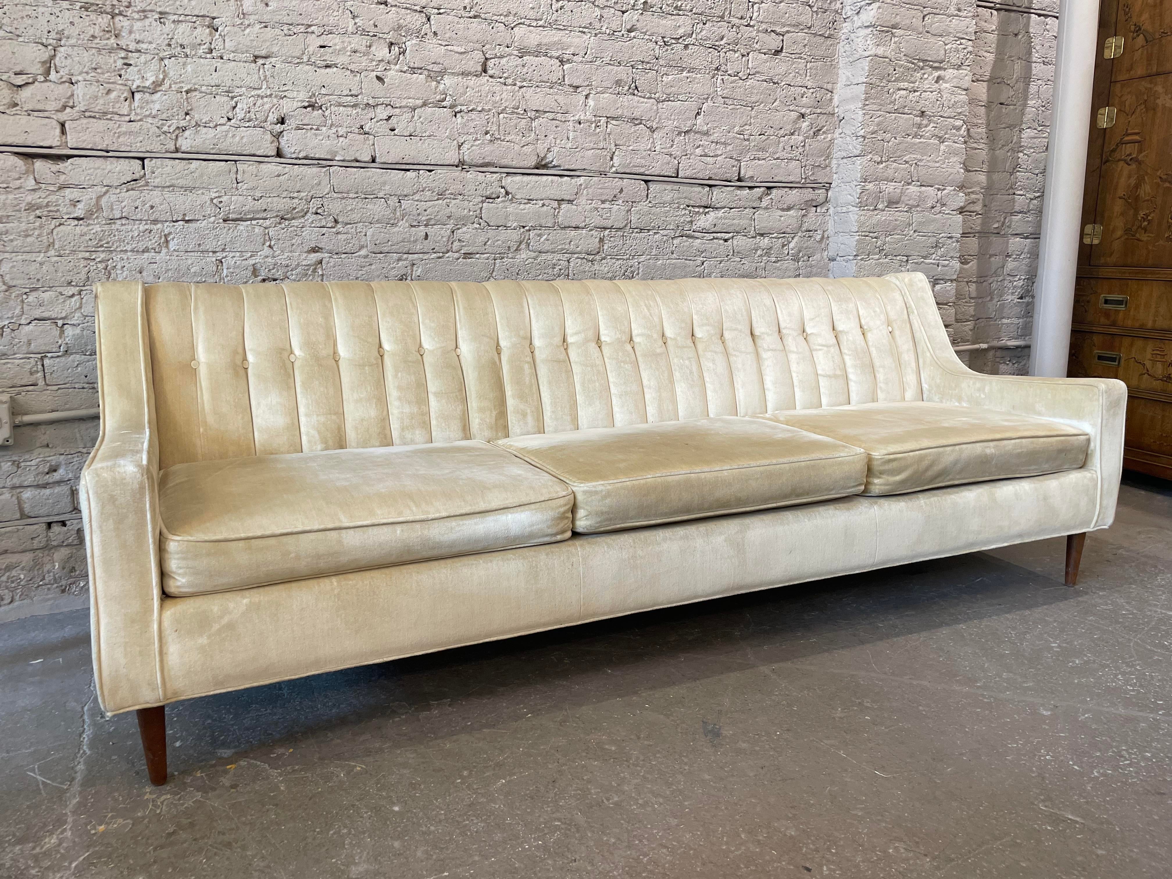 1960s Vintage Beige Upholstered Sofa