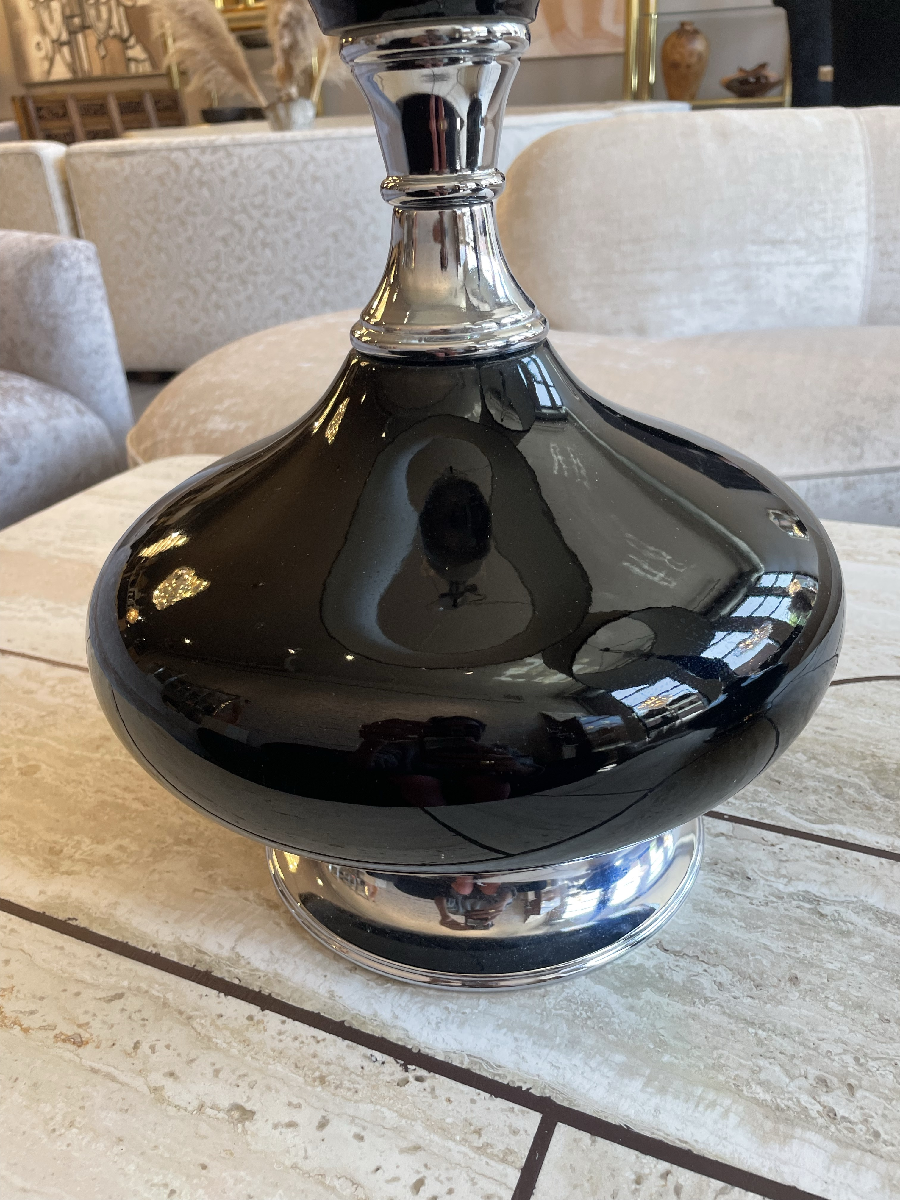 1960s Vintage Black Enamel Lamps - a Pair