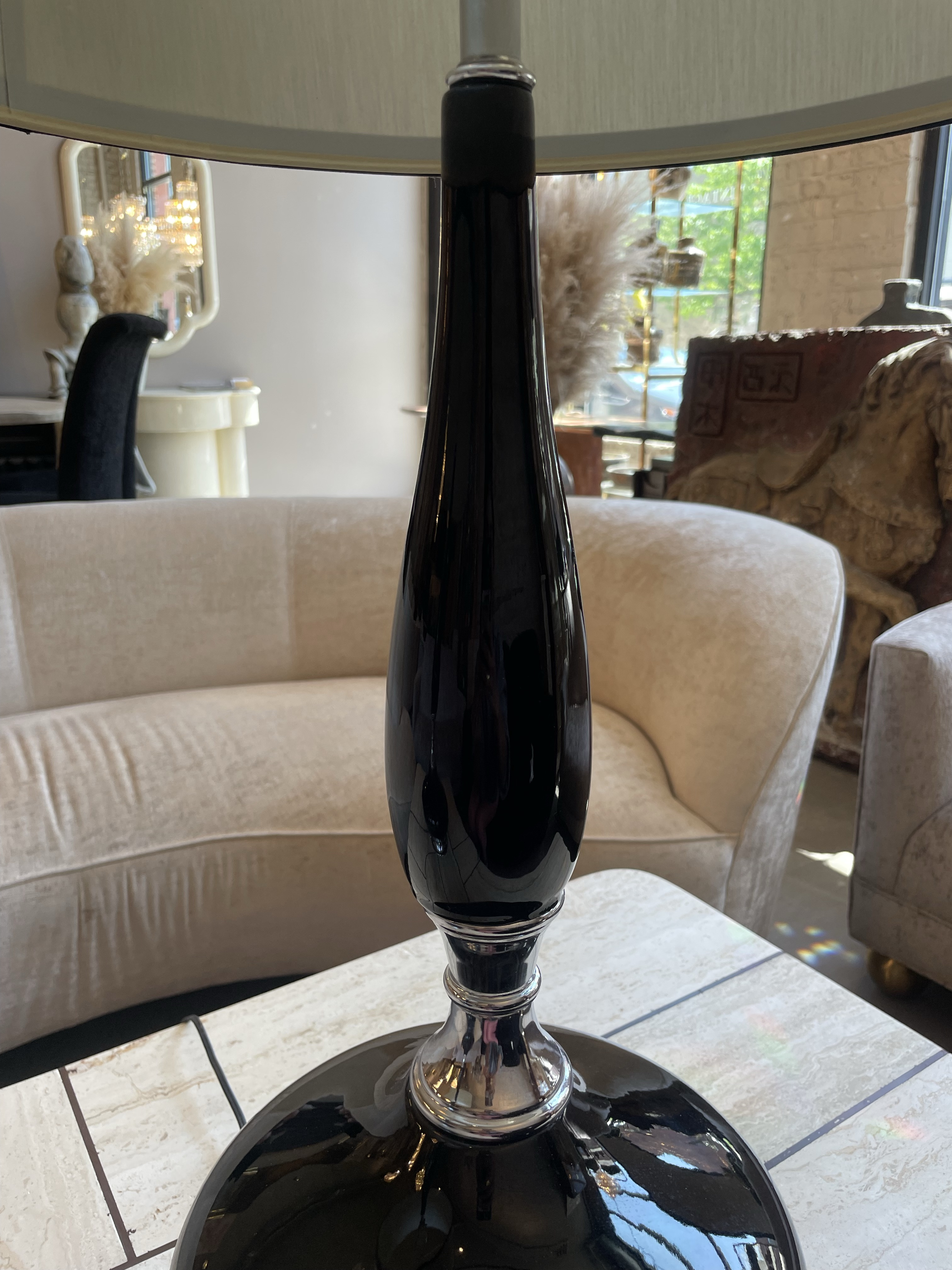 1960s Vintage Black Enamel Lamps - a Pair
