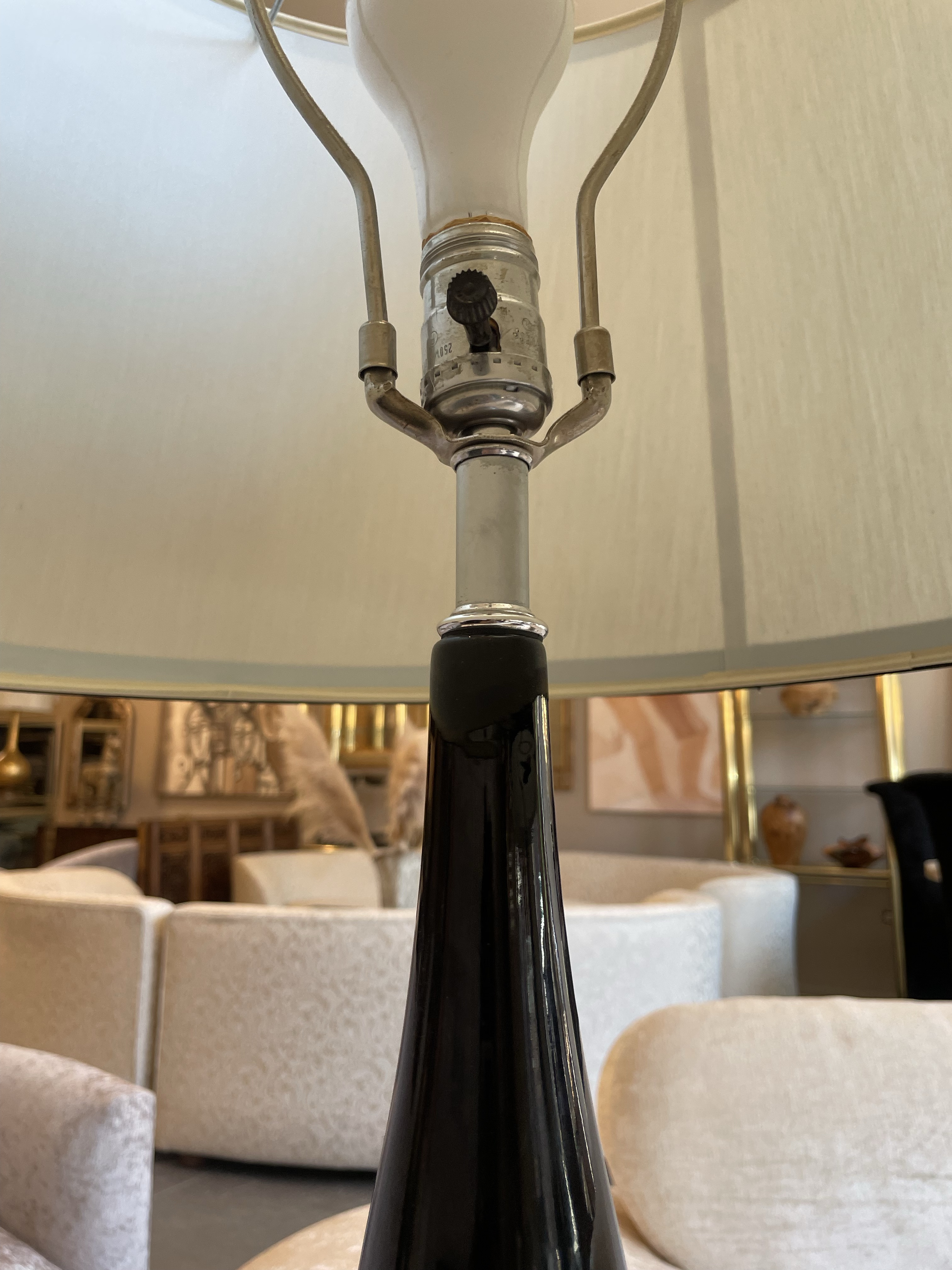 1960s Vintage Black Enamel Lamps - a Pair