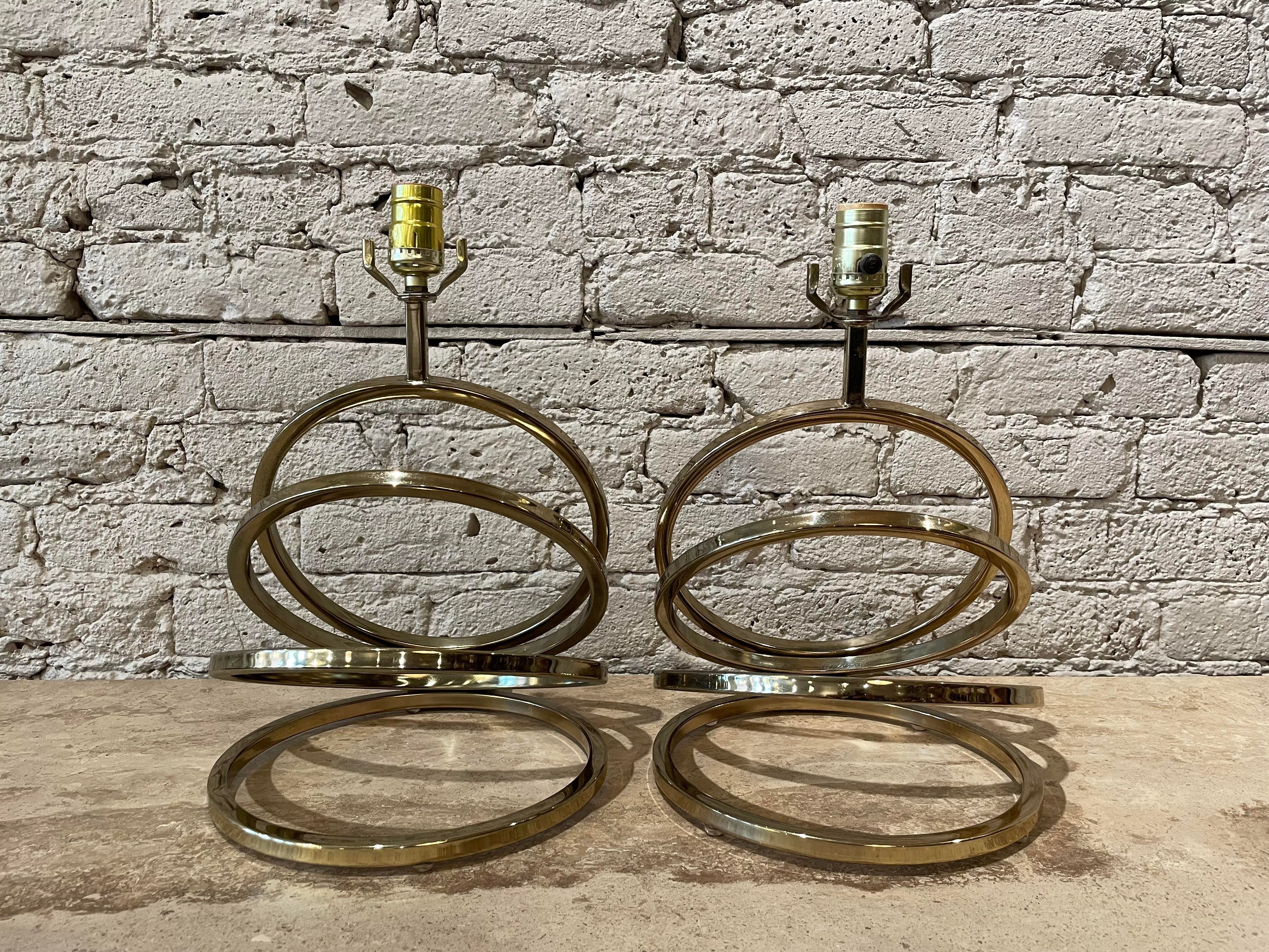 1960s Vintage Brass Spiral Lamps
