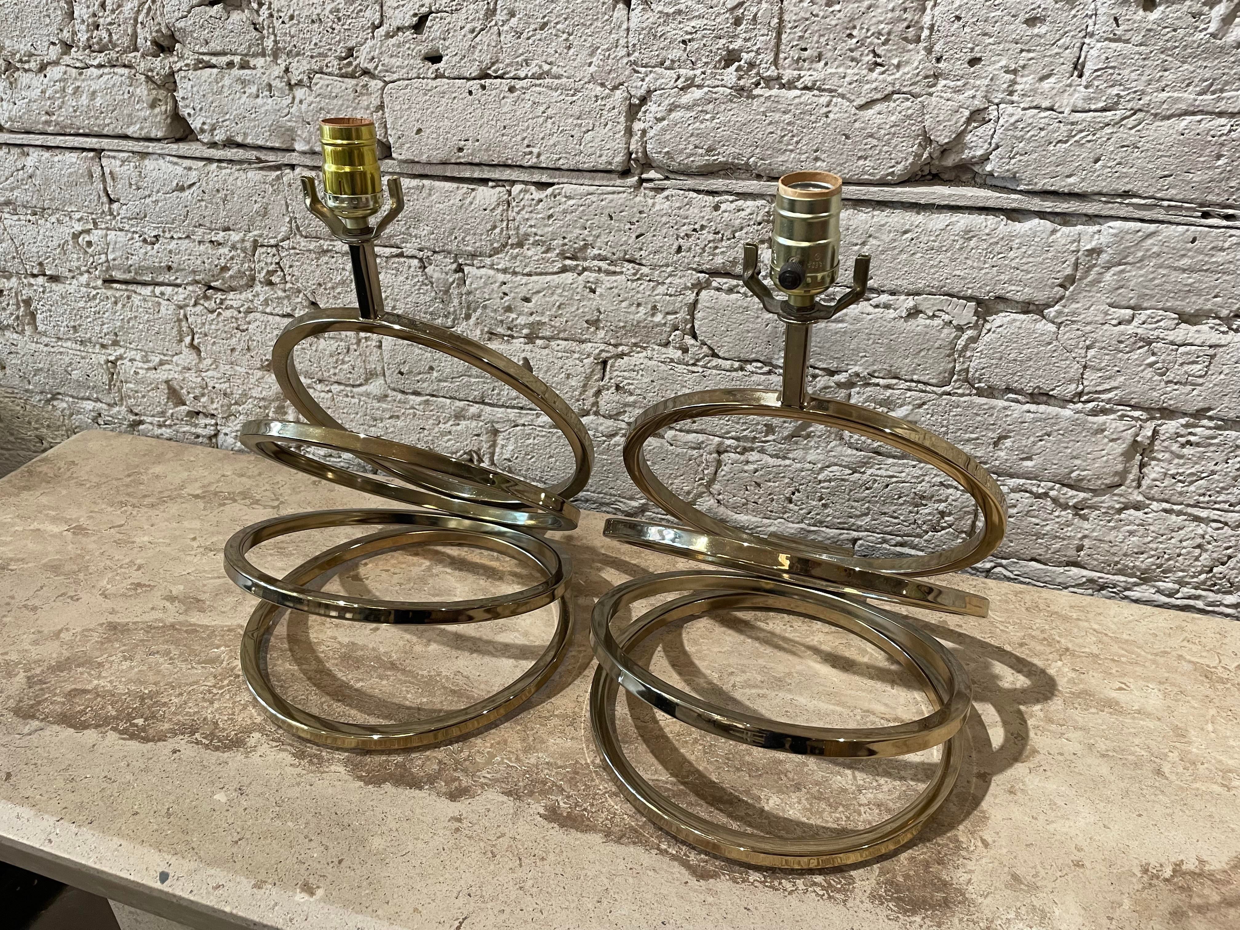 1960s Vintage Brass Spiral Lamps